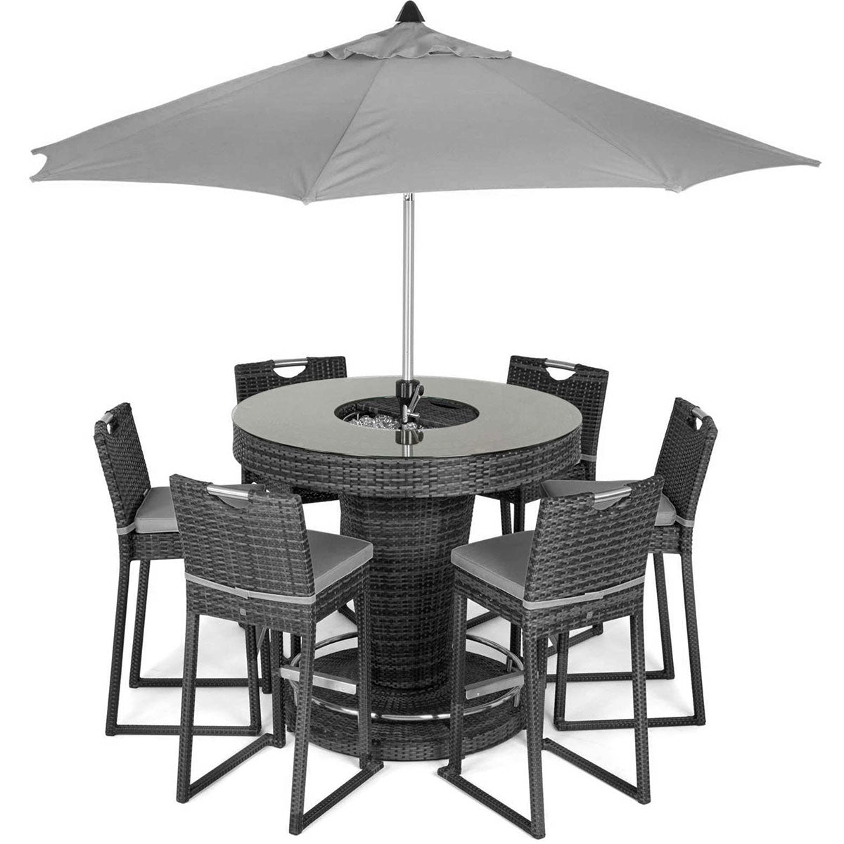 6 Seat Bar Set with Ice Bucket in Grey