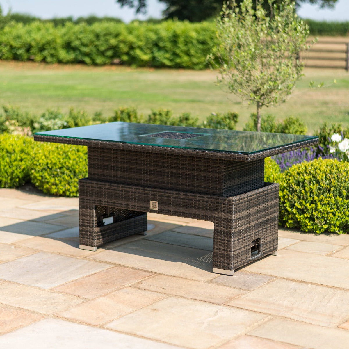 Rising Table with Ice Bucket in Brown