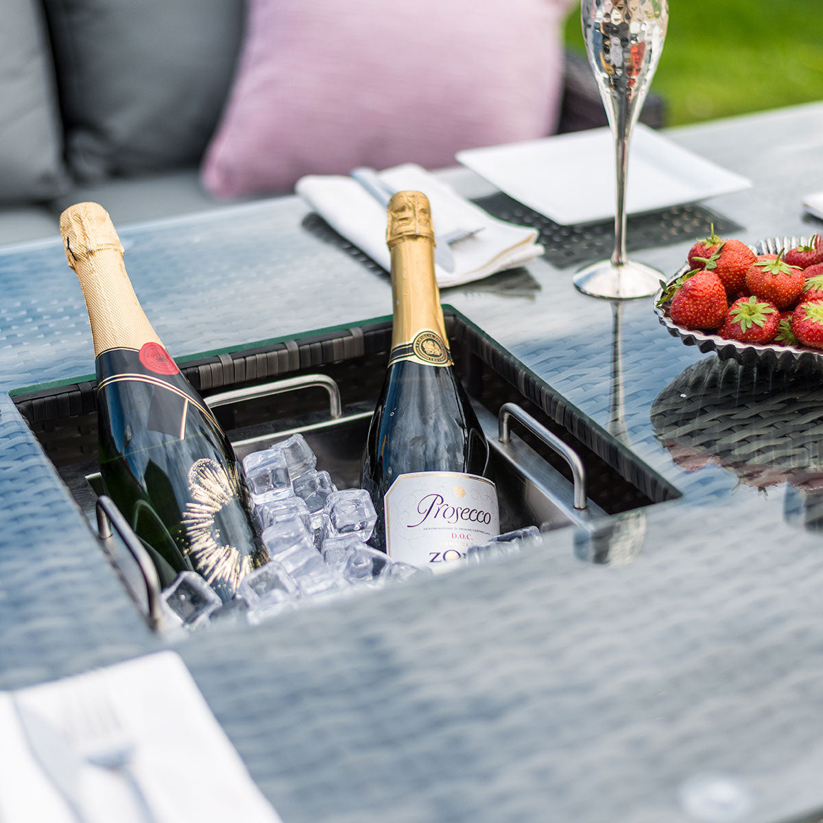 Rising Table with Ice Bucket in Grey