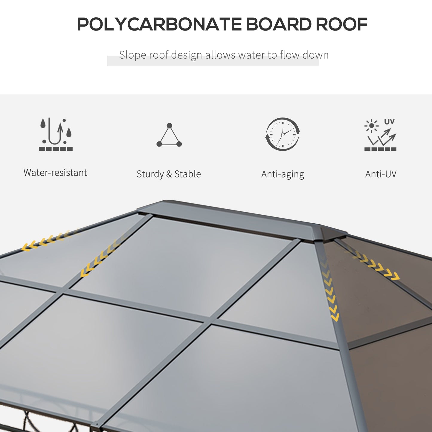 Outsunny 3 x 4m Hardtop Steel & Aluminium Gazebo with UV Resistant Polycarbonate Roof & Curtains in Grey