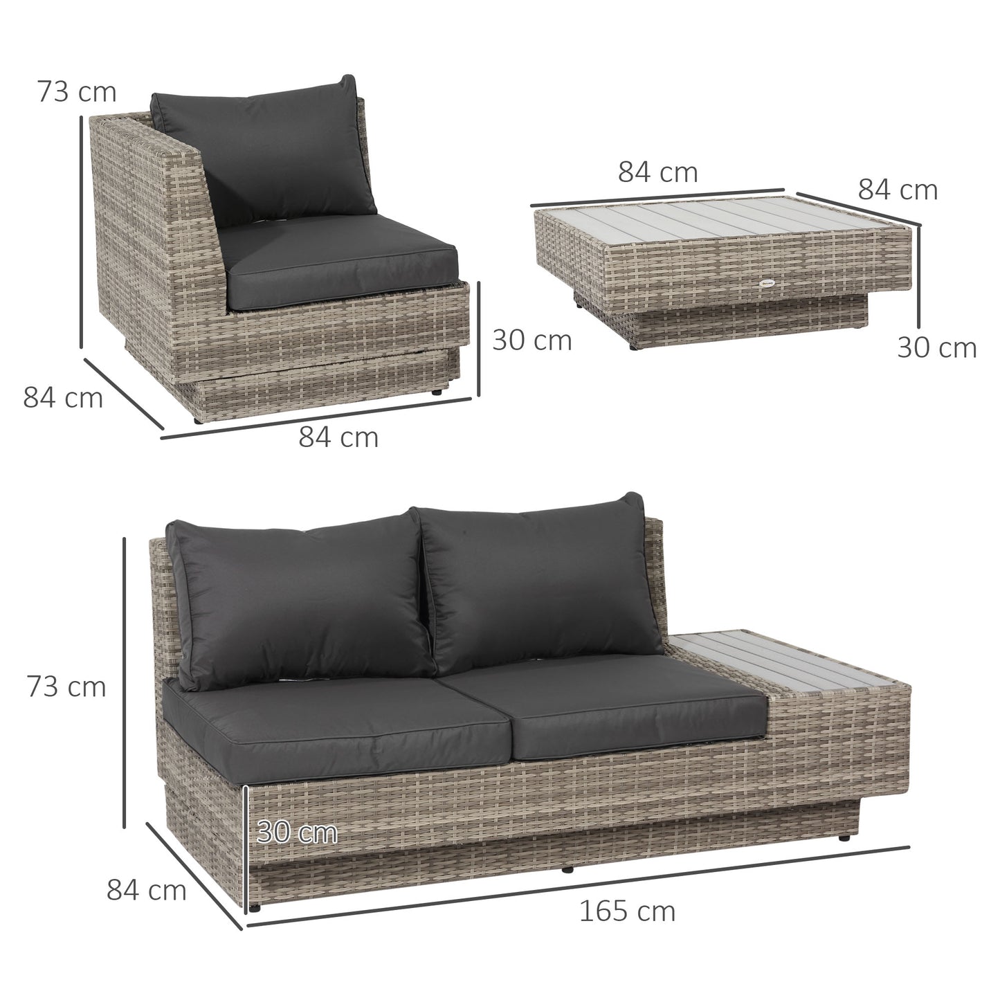 Outsunny 5-Seater Rattan Outdoor Sectional Corner Sofa and Coffee Table Set: Perfect For any Garden in Light Grey