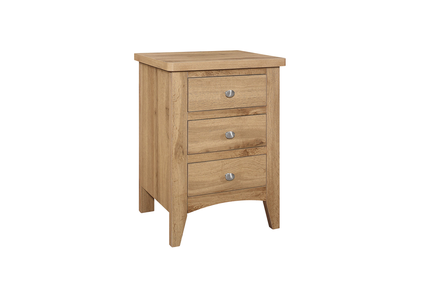 Hampstead 3-Drawer Bedside Table - Classic Oak Finish