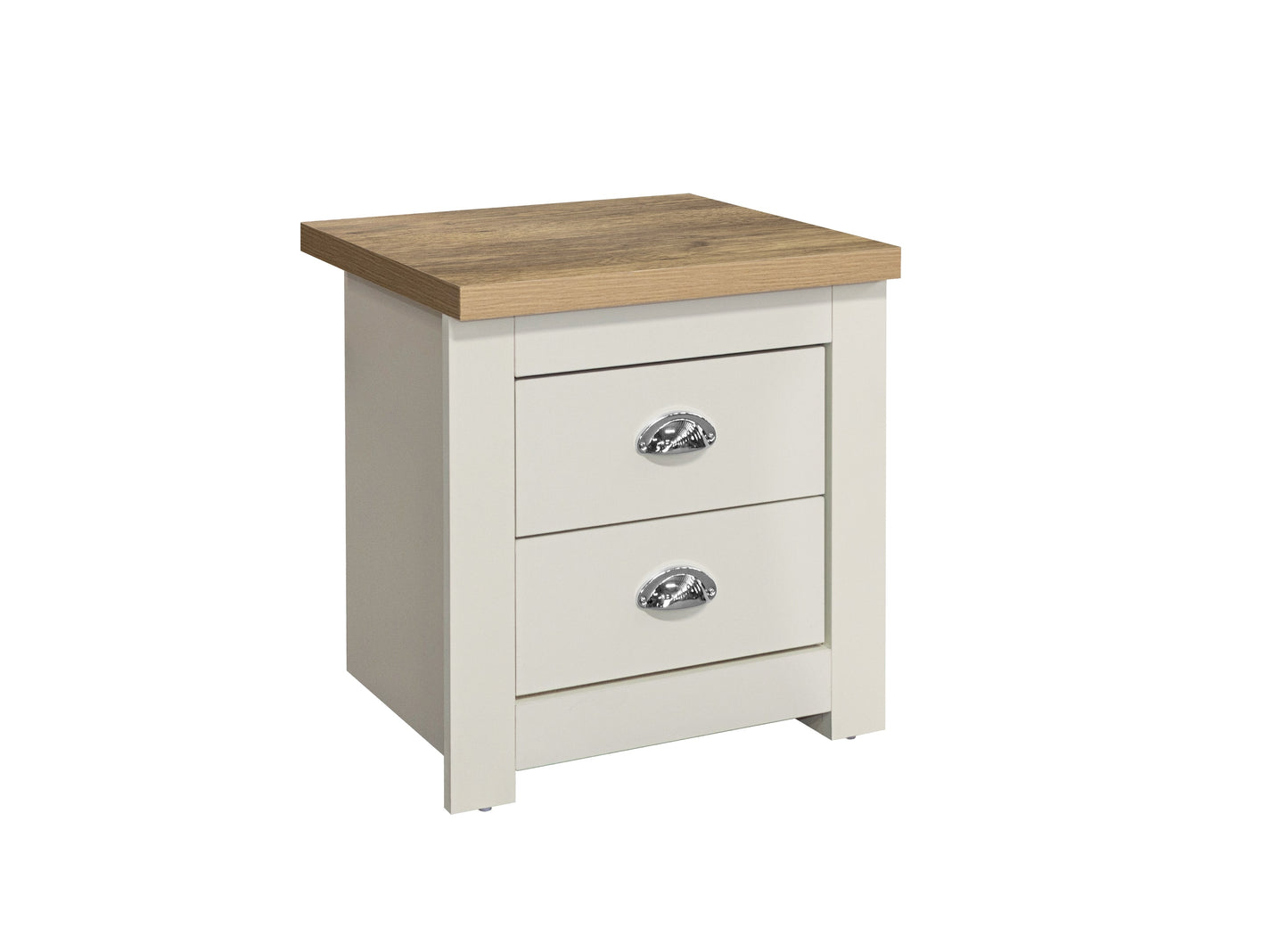 Highgate 2-Drawer Bedside Table - Cream & Oak Finish