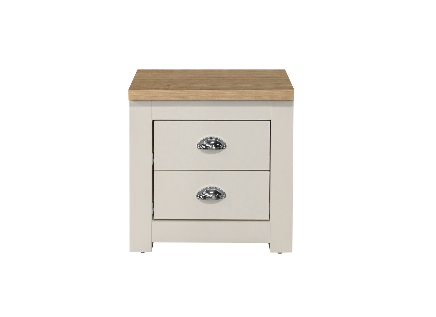 Highgate 2-Drawer Bedside Table - Cream & Oak Finish