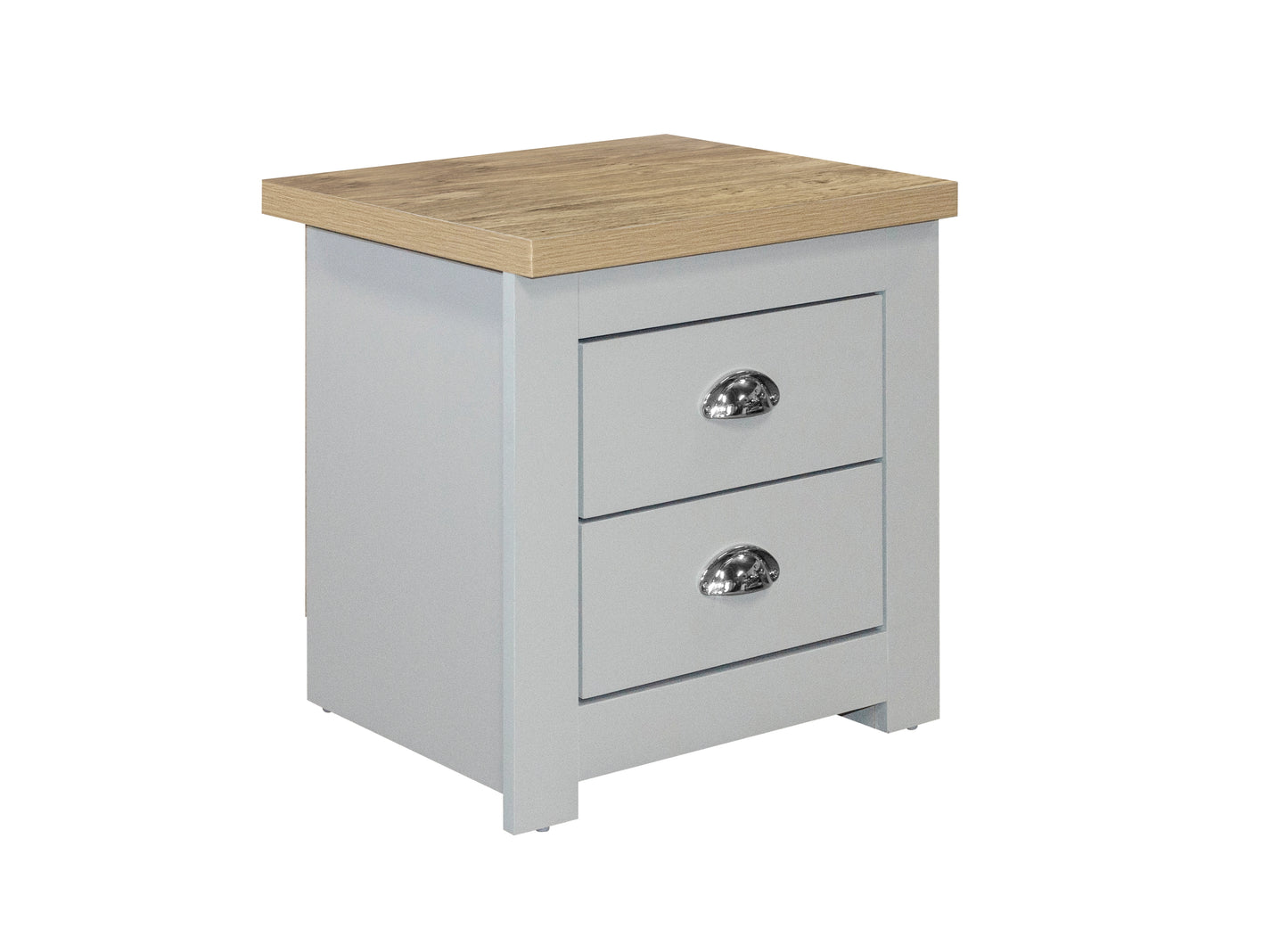 Highgate 2-Drawer Bedside Table - Grey & Oak Finish