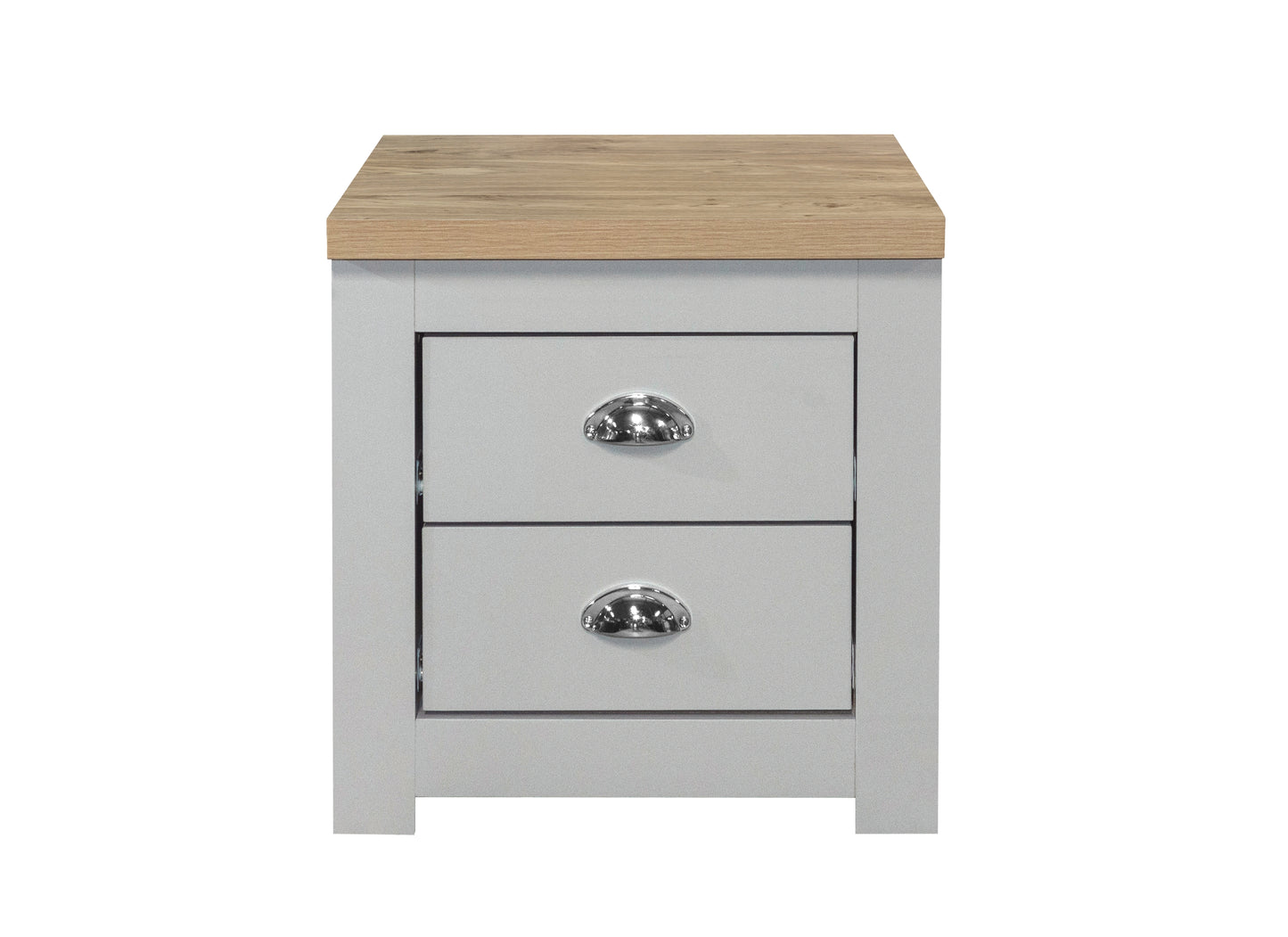 Highgate 2-Drawer Bedside Table - Grey & Oak Finish