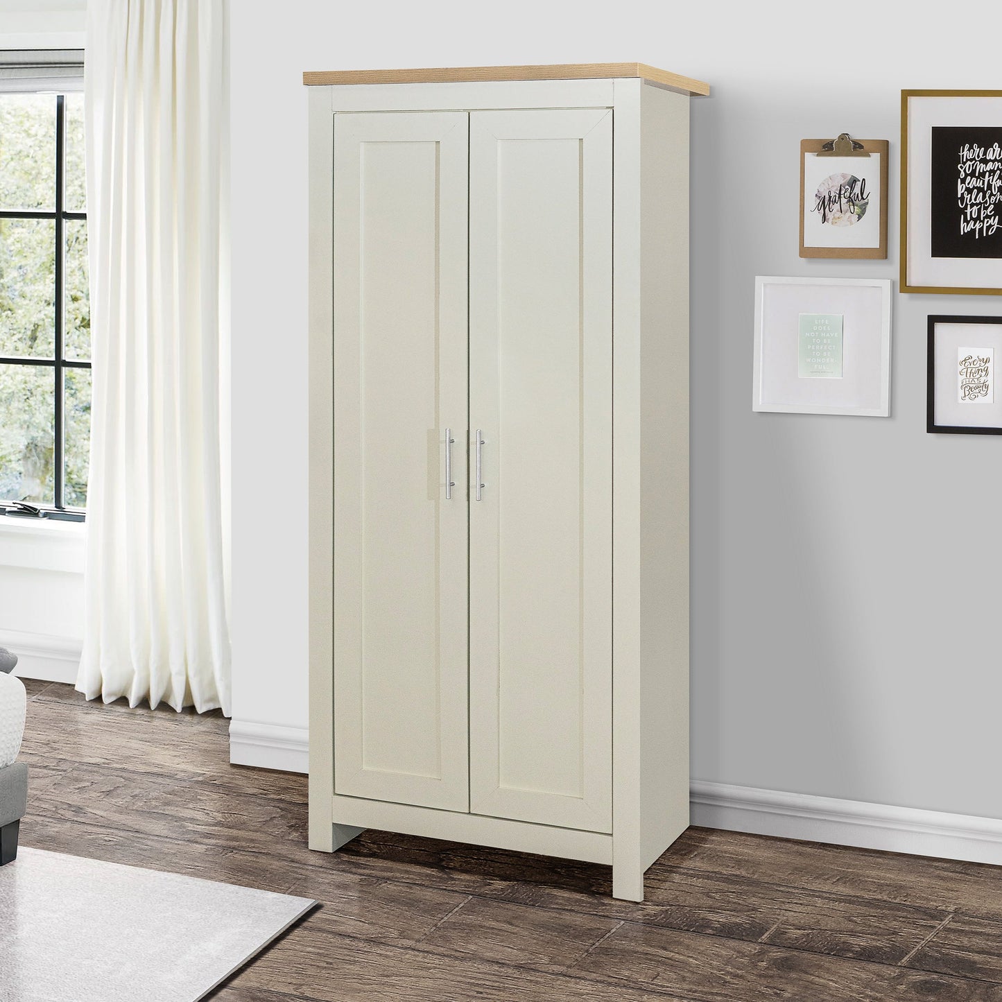 Highgate 2-Door Wardrobe - Cream & Oak Finish