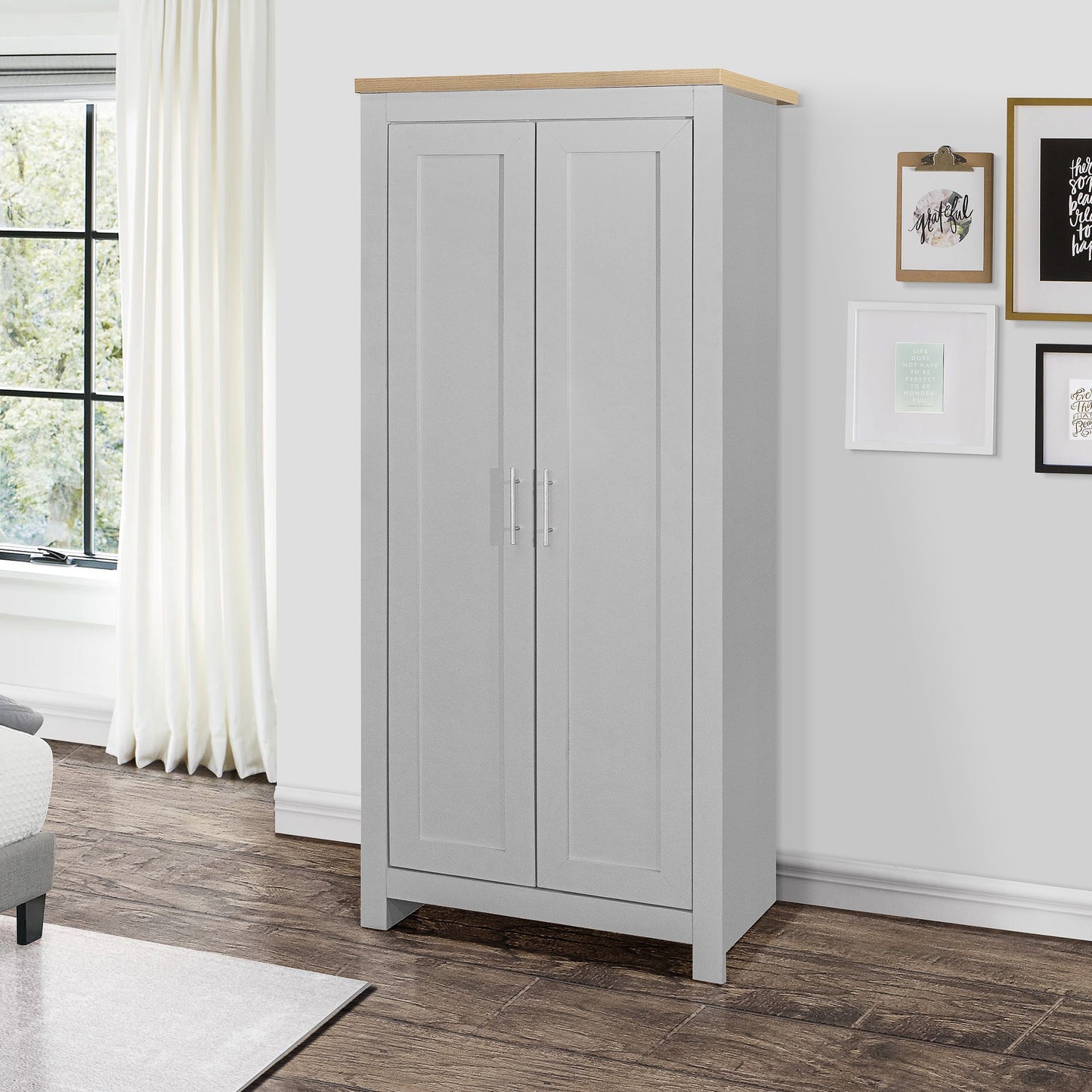 Highgate 2-Door Wardrobe - Grey & Oak Finish