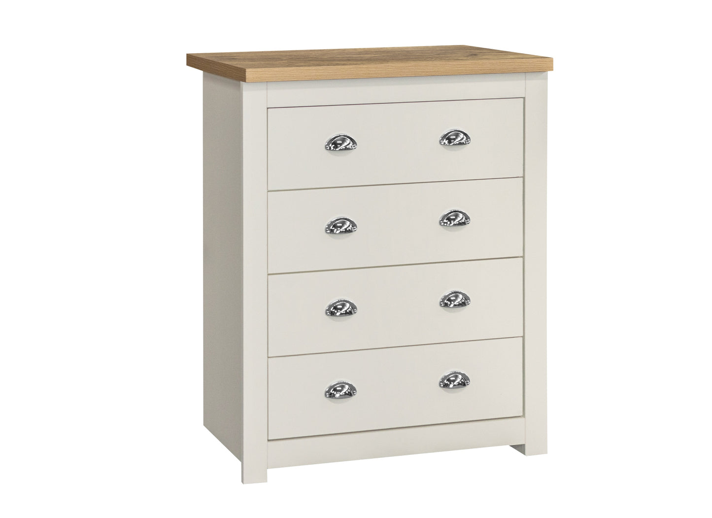 Highgate 4-Drawer Chest - Cream & Oak Finish