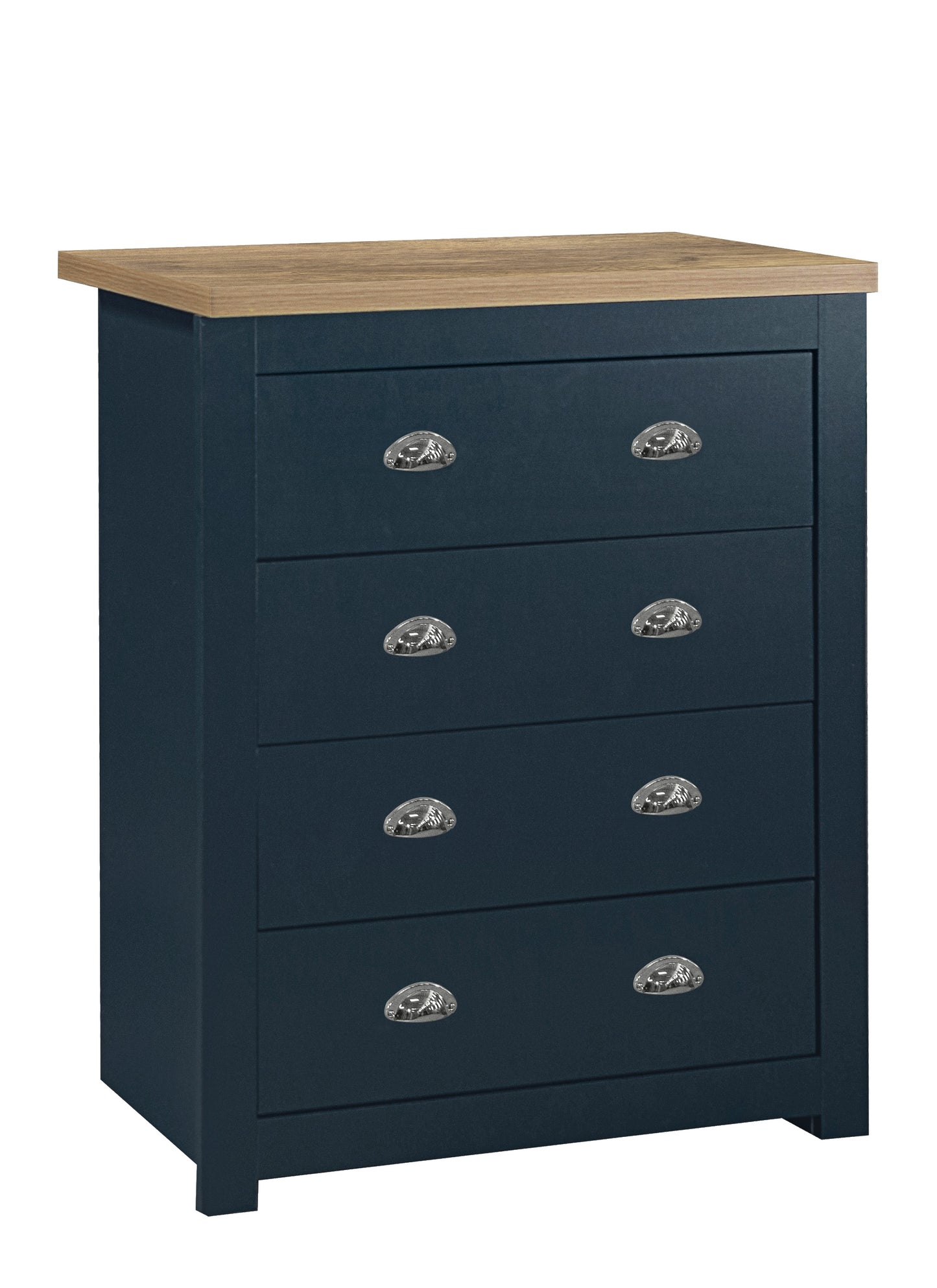 Highgate 4-Drawer Chest - Navy & Oak Finish