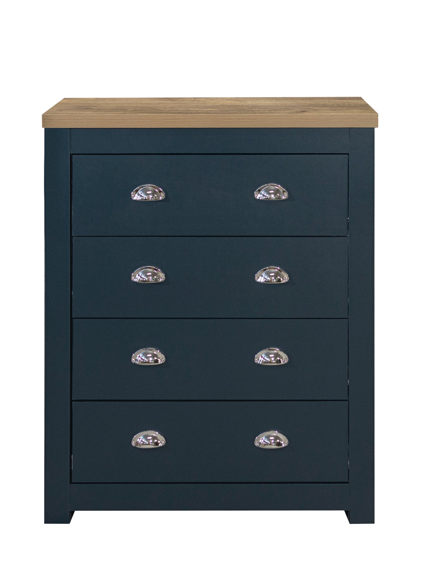 Highgate 4-Drawer Chest - Navy & Oak Finish