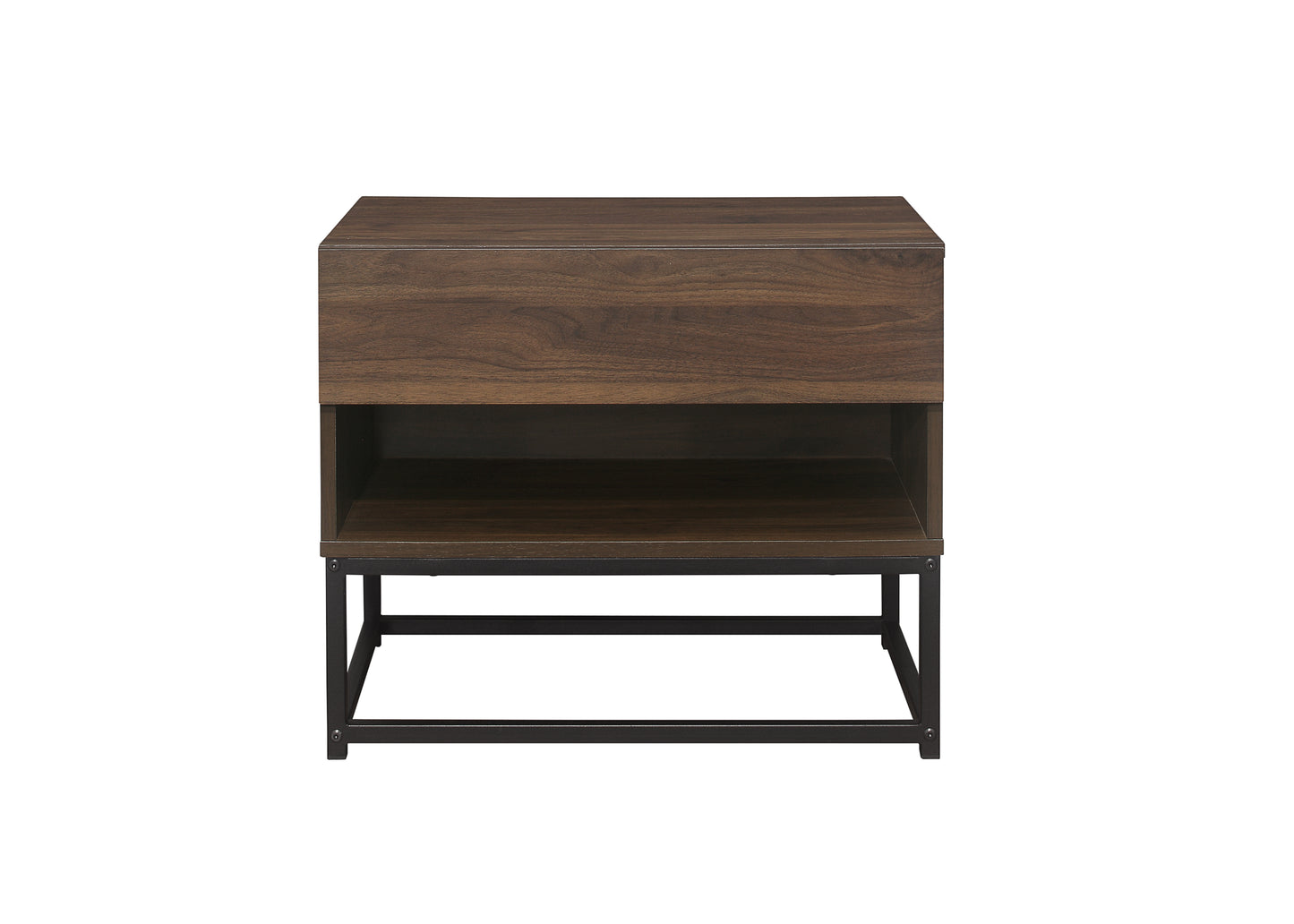 Houston 1-Drawer Bedside Table - Walnut Finish