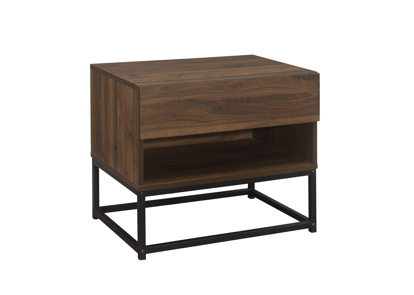 Houston 1-Drawer Bedside Table - Walnut Finish