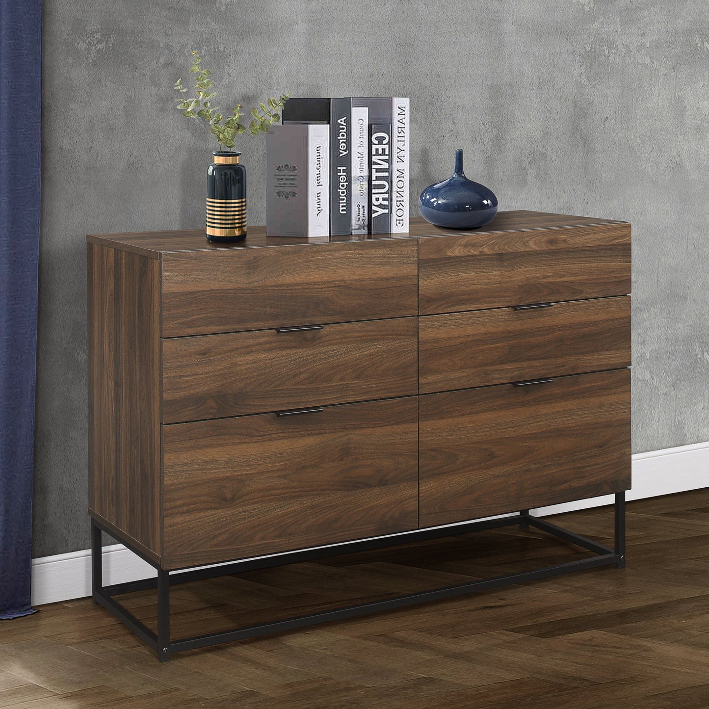 Houston 6-Drawer Chest - Walnut Finish