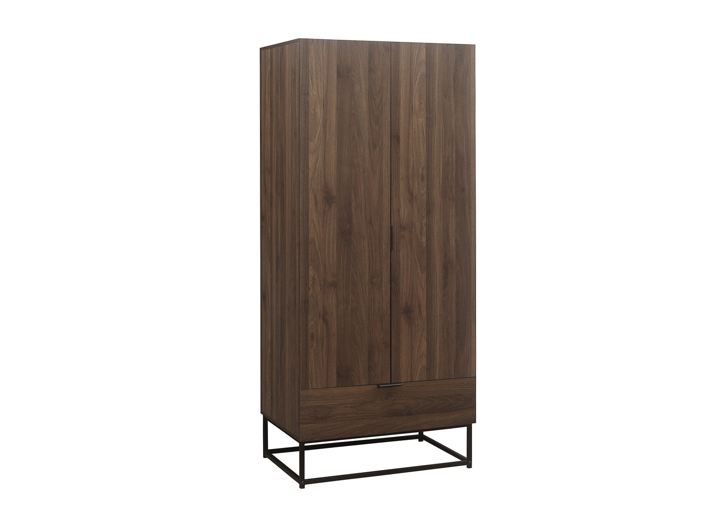 Houston 2-Door 1-Drawer Wardrobe - Walnut Finish