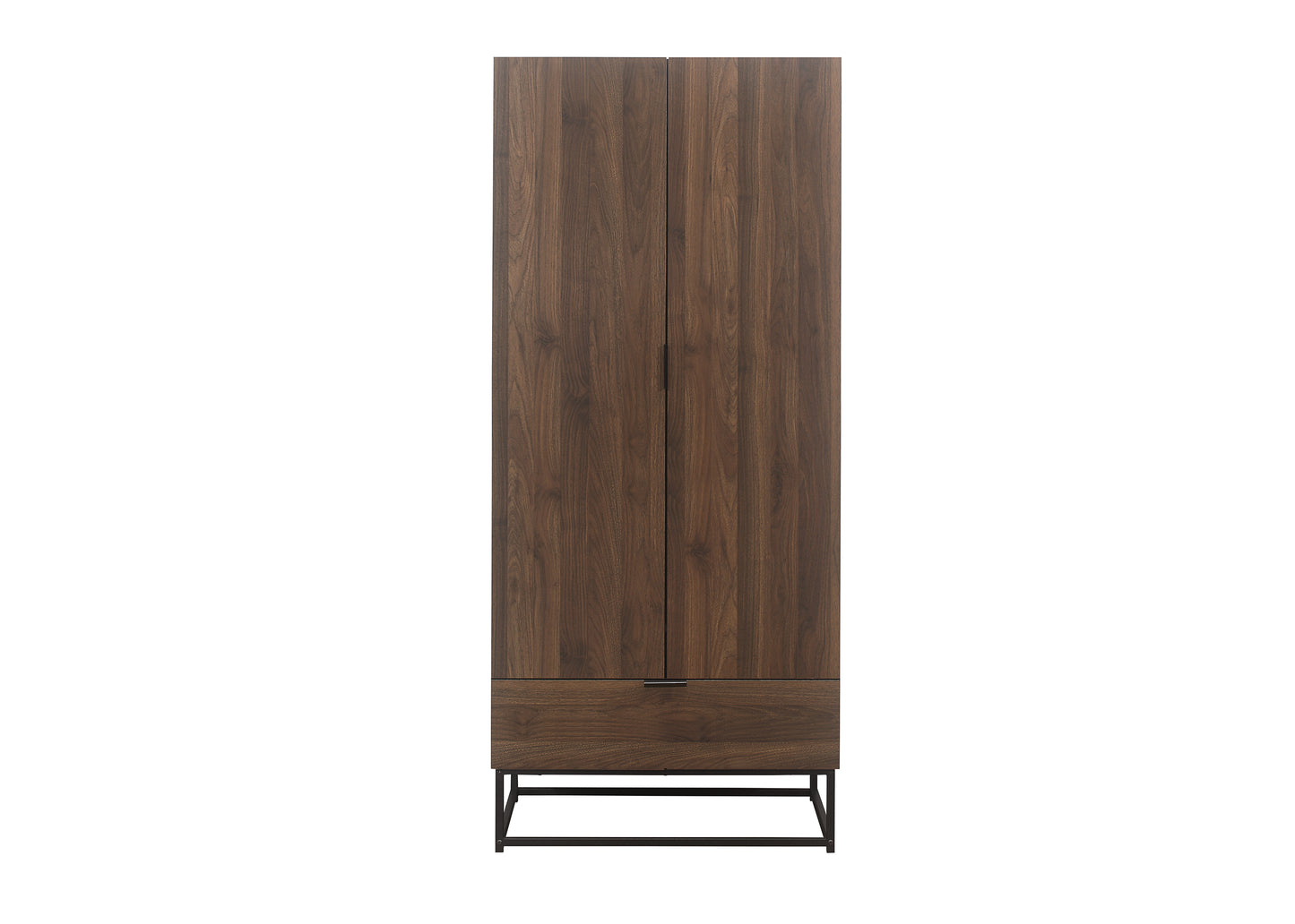 Houston 2-Door 1-Drawer Wardrobe - Walnut Finish