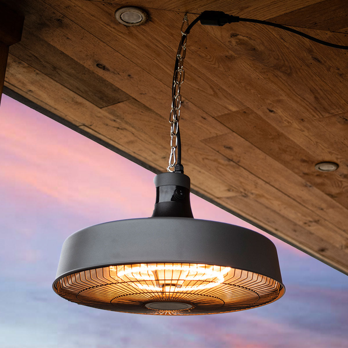 2100W Aurora Pendant Hanging Electric Patio Heater in Charcoal