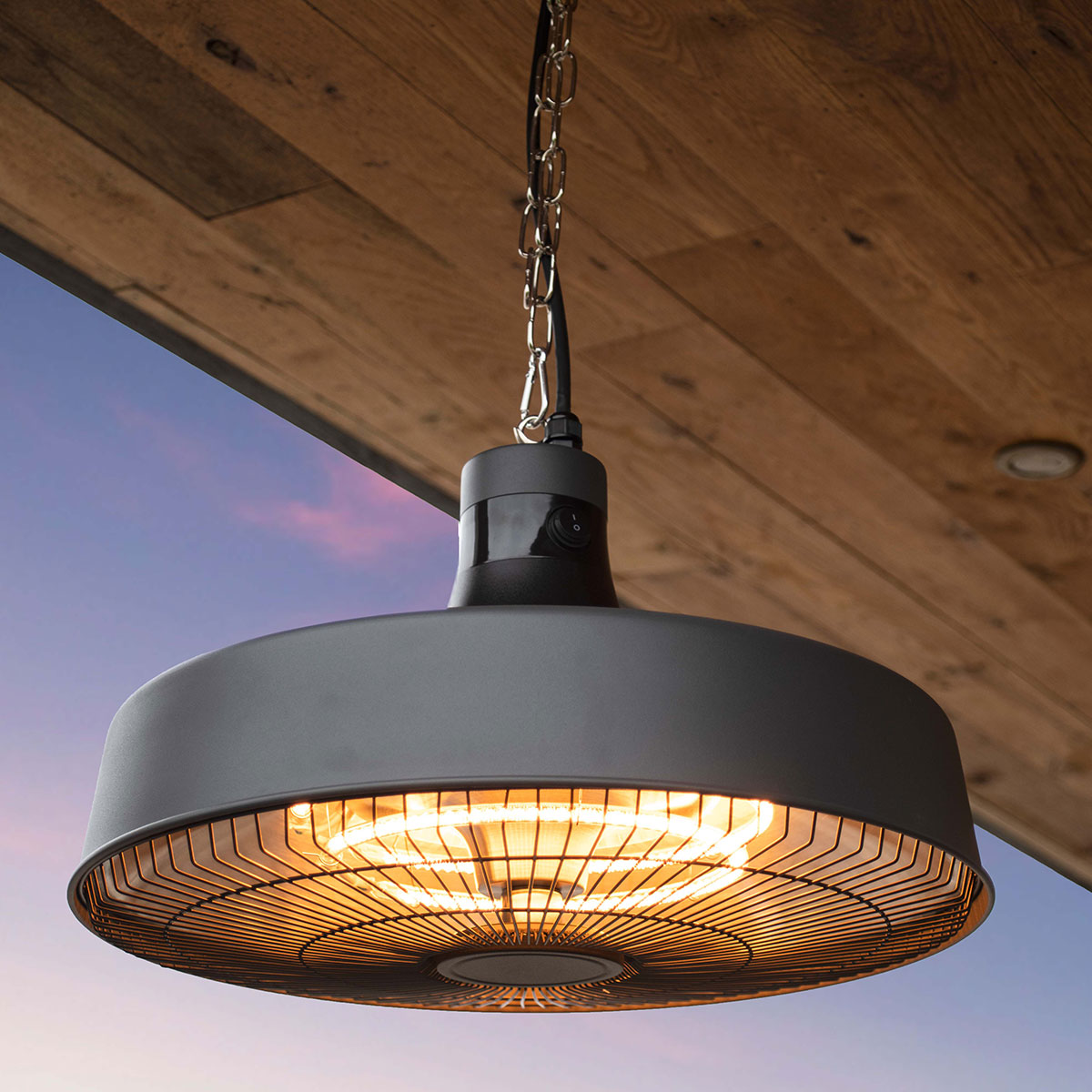 2100W Aurora Pendant Hanging Electric Patio Heater in Charcoal