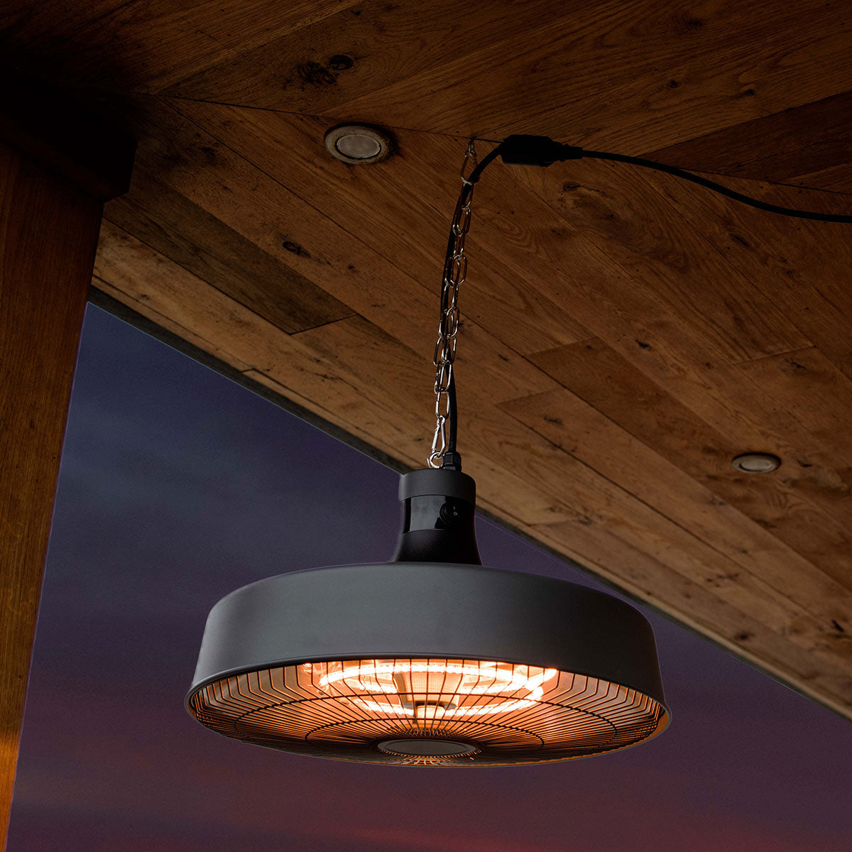 2100W Aurora Pendant Hanging Electric Patio Heater in Charcoal