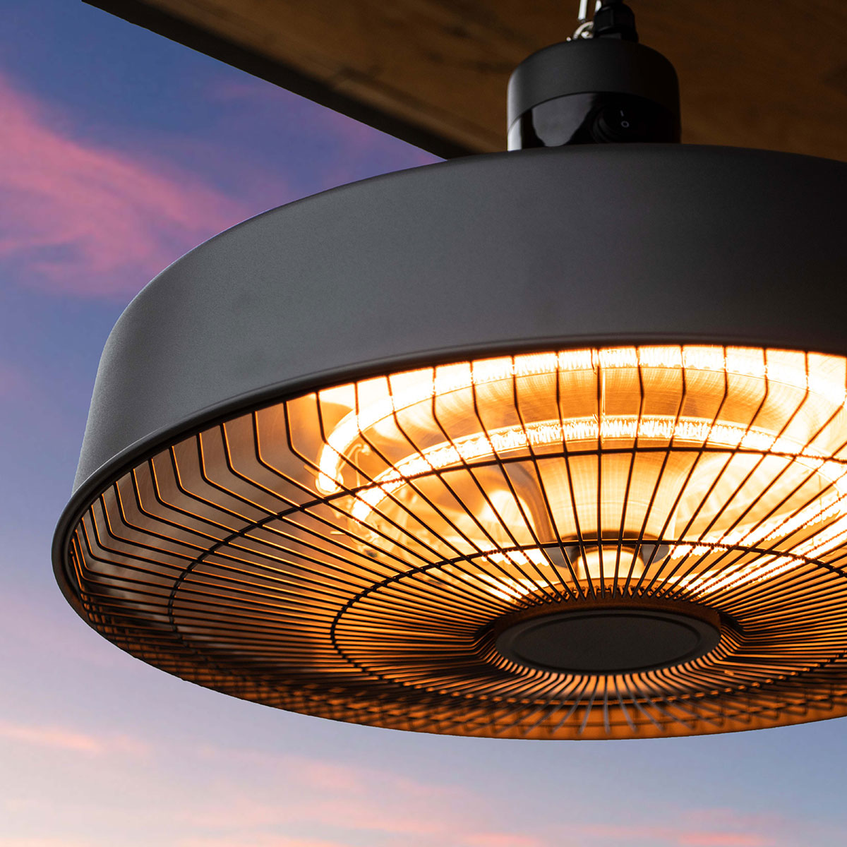 2100W Aurora Pendant Hanging Electric Patio Heater in Charcoal