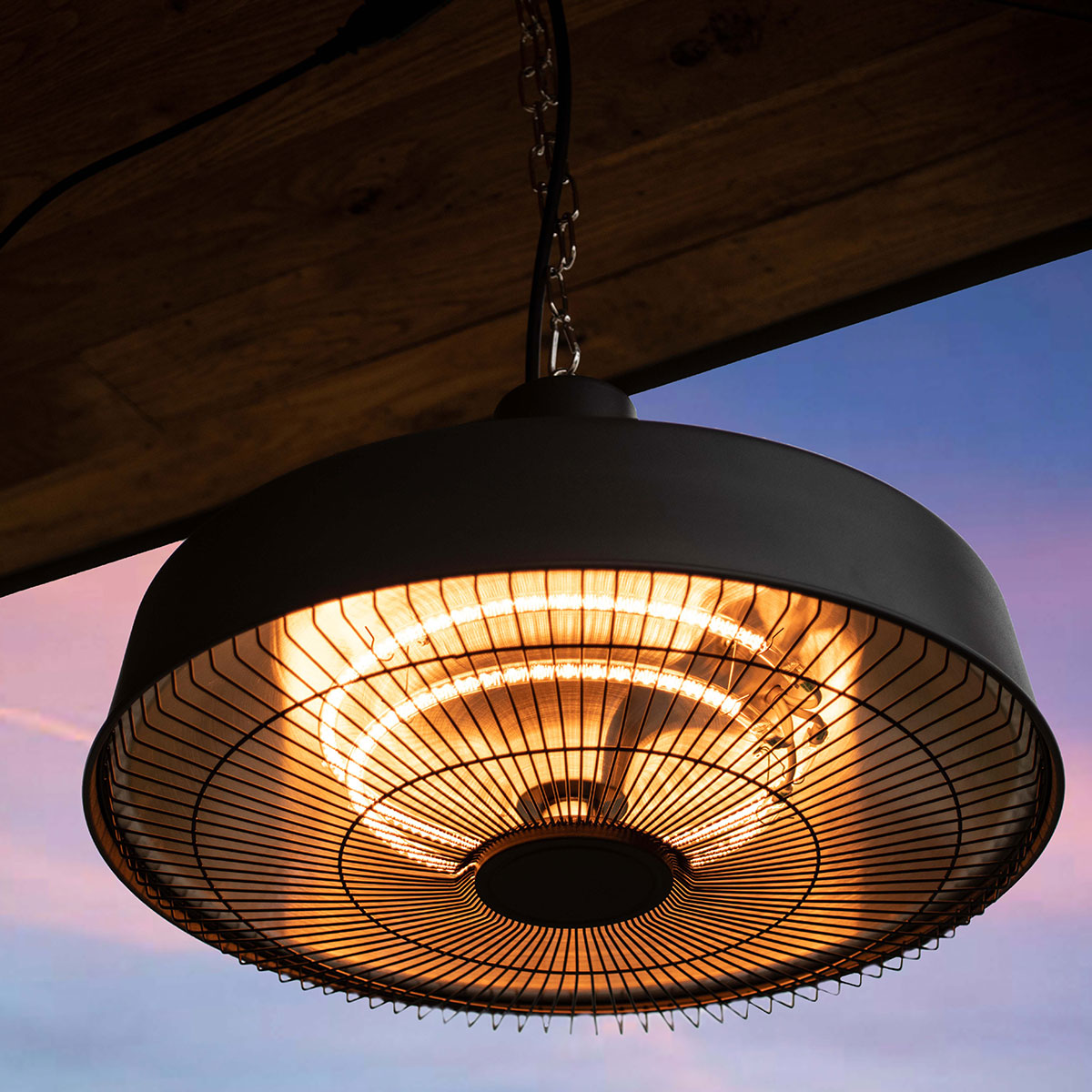 2100W Aurora Pendant Hanging Electric Patio Heater in Charcoal