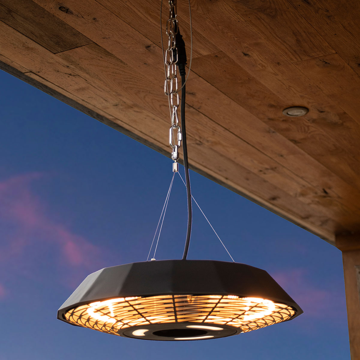 2000W Helio Hanging Electric Patio Heater in Charcoal