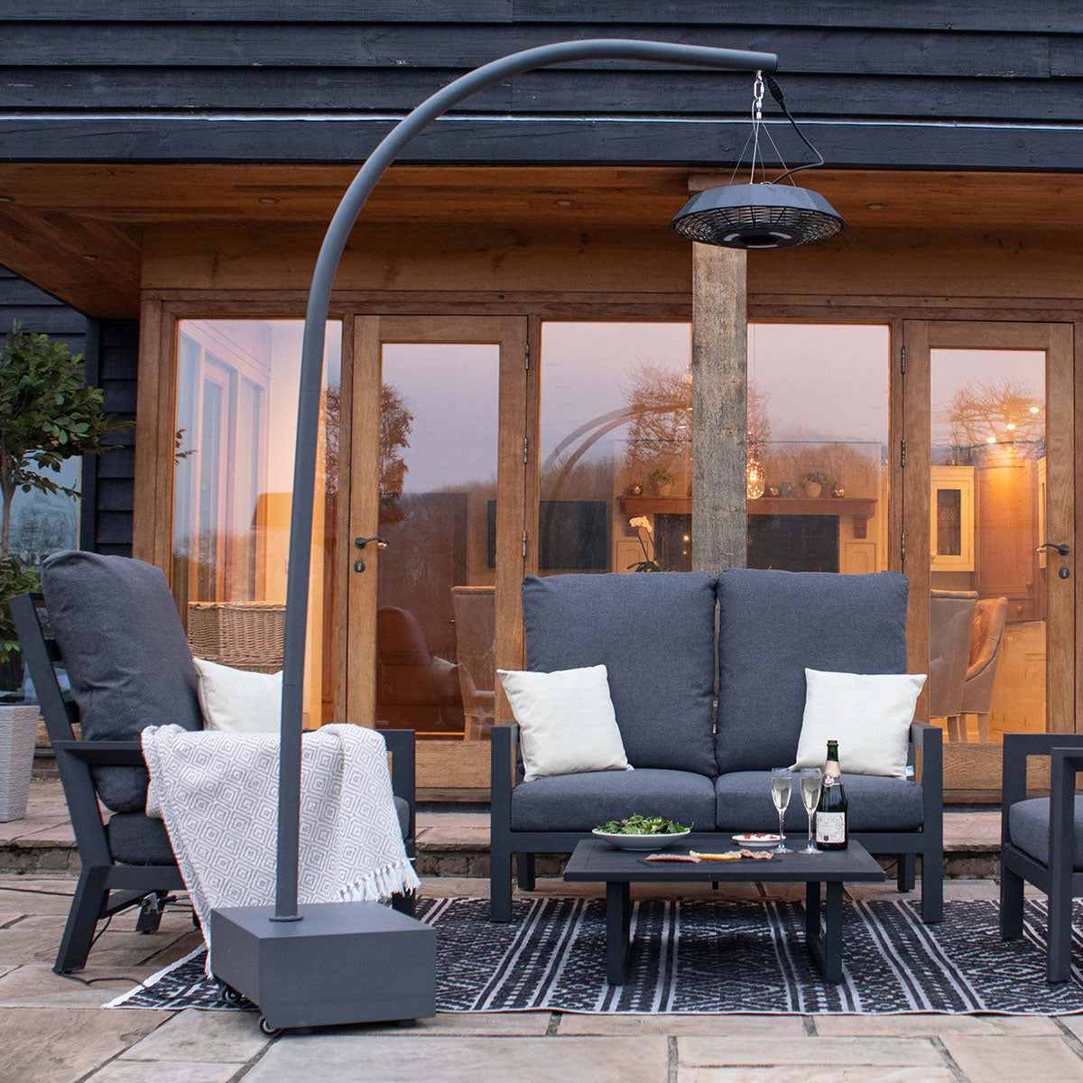 2000W Helio Overhang Electric Patio Heater in Charcoal