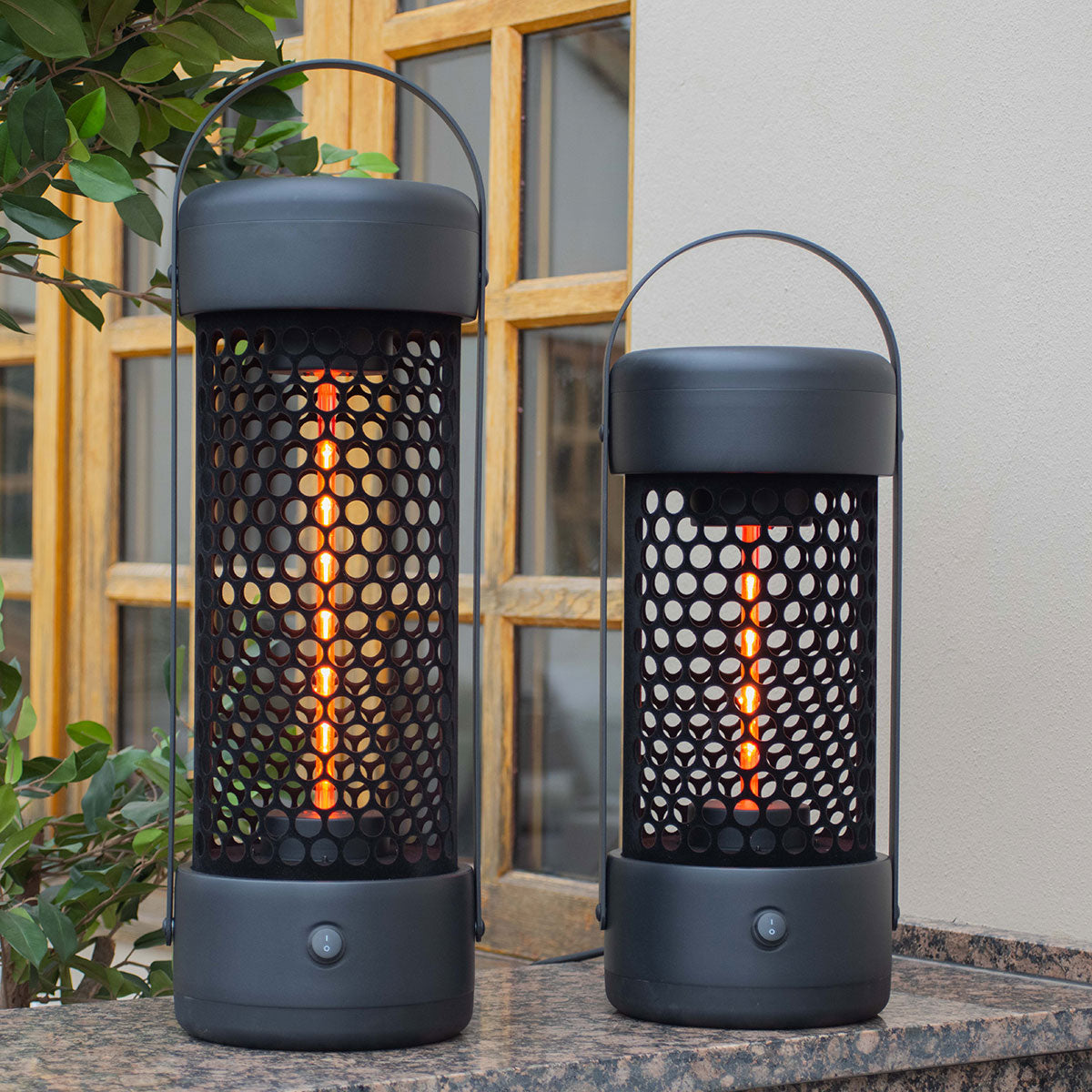 800W Luna Medium Portable Electric Patio Heater in Black