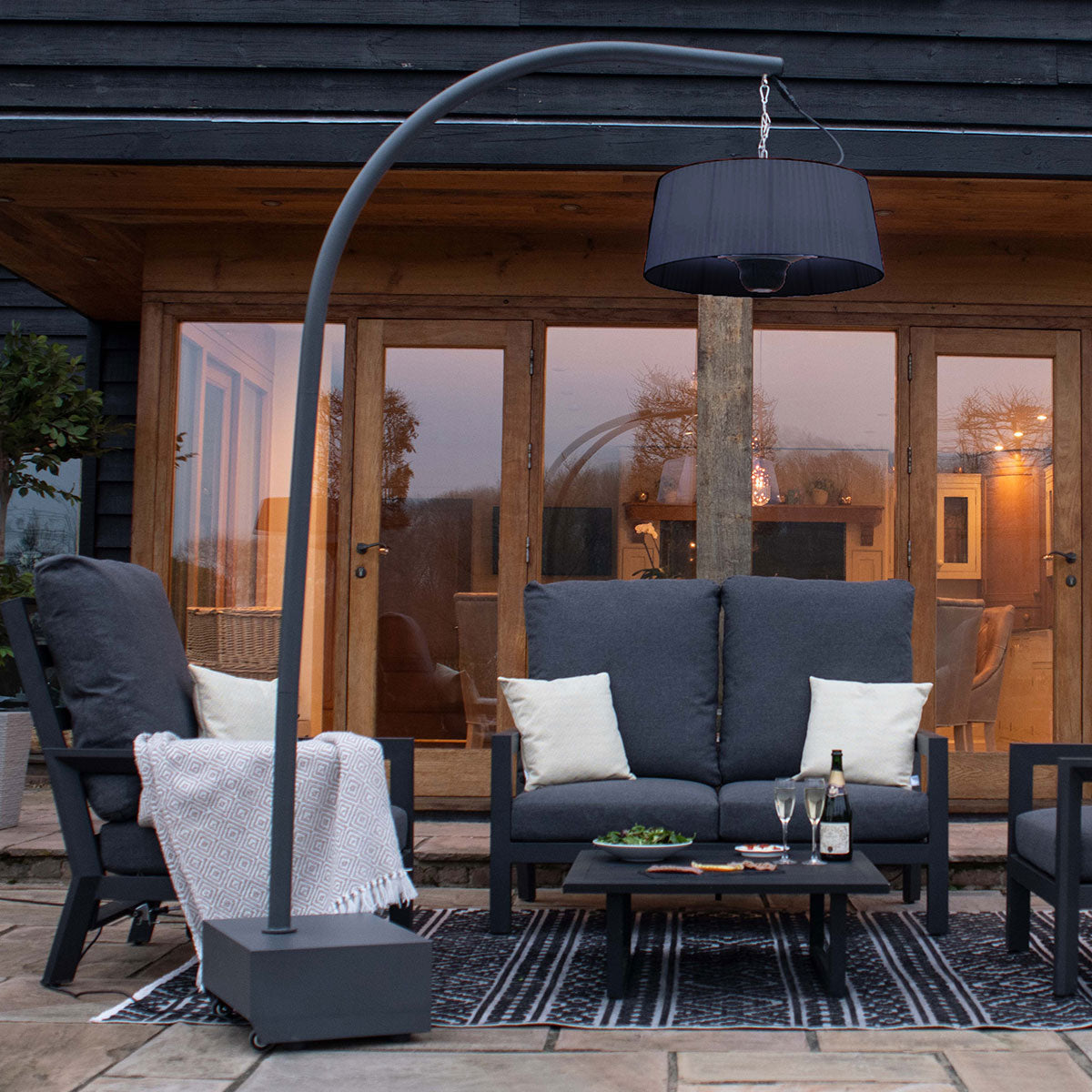 1800W Lyra Overhang Electric Patio Heater in Charcoal