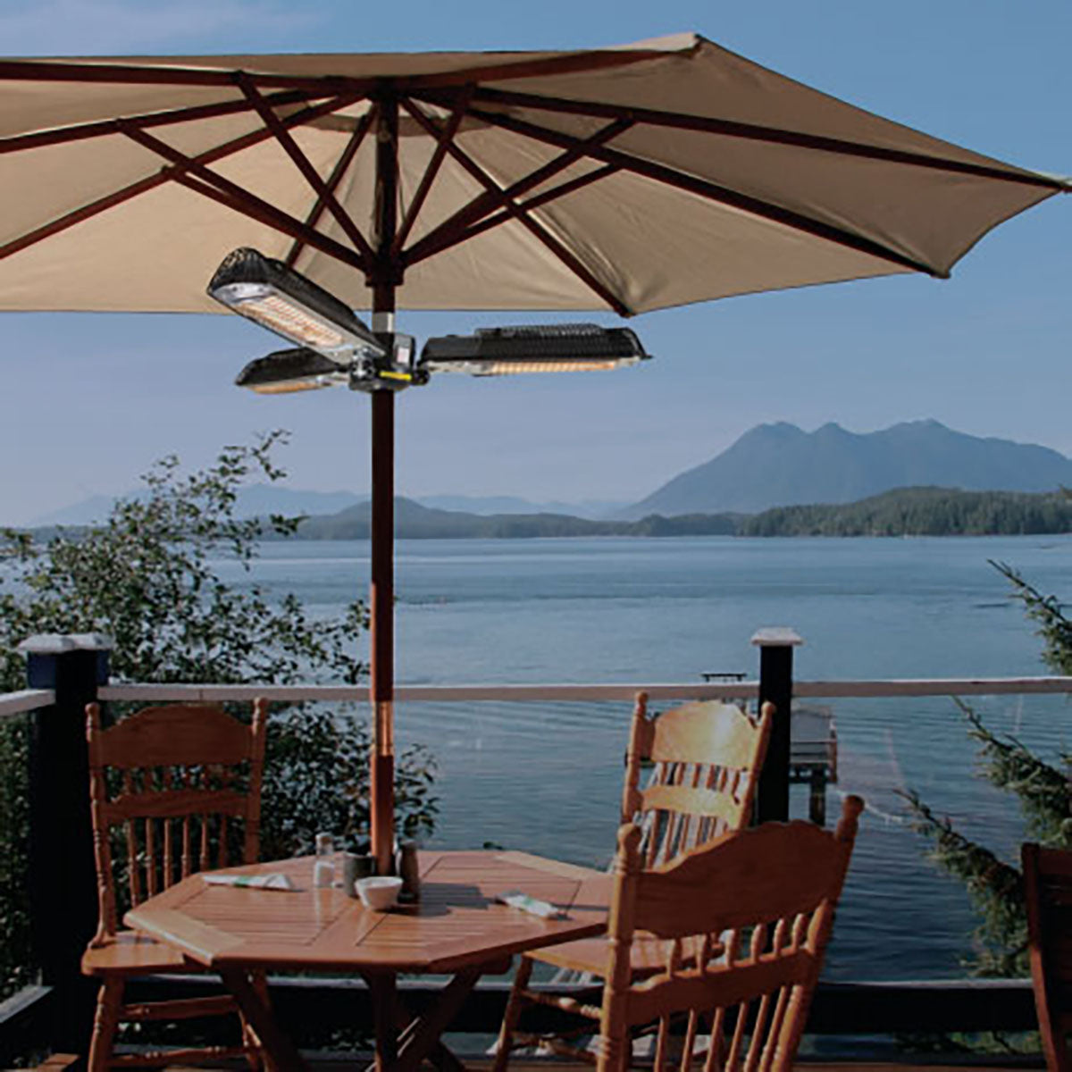 2000W Vulcan Parasol Tri Electric Patio Heater in Black