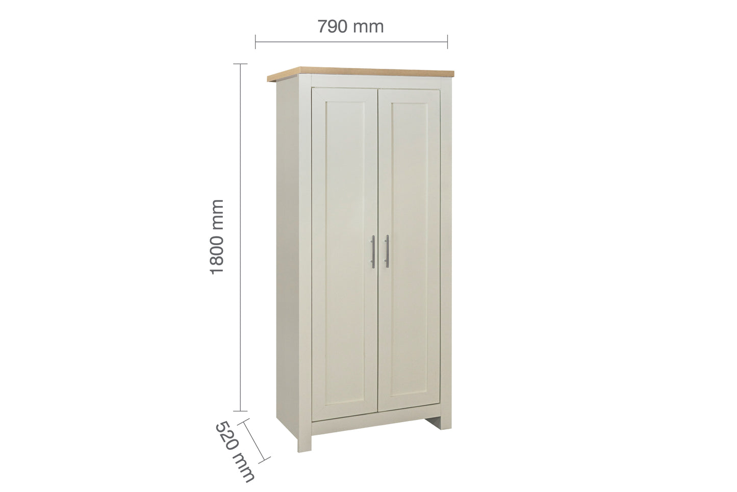 Highgate 2-Door Wardrobe - Cream & Oak Finish