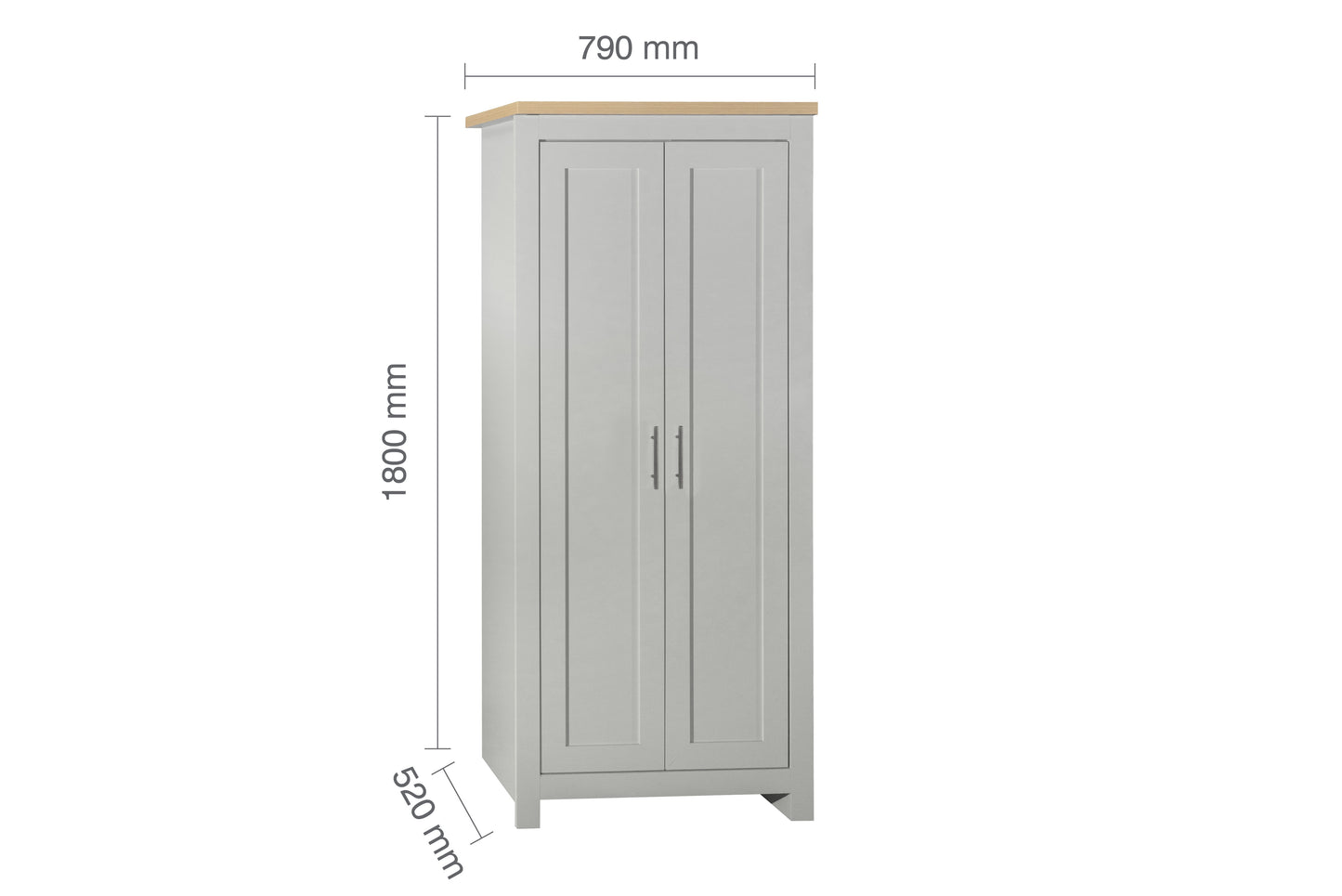 Highgate 2-Door Wardrobe - Grey & Oak Finish