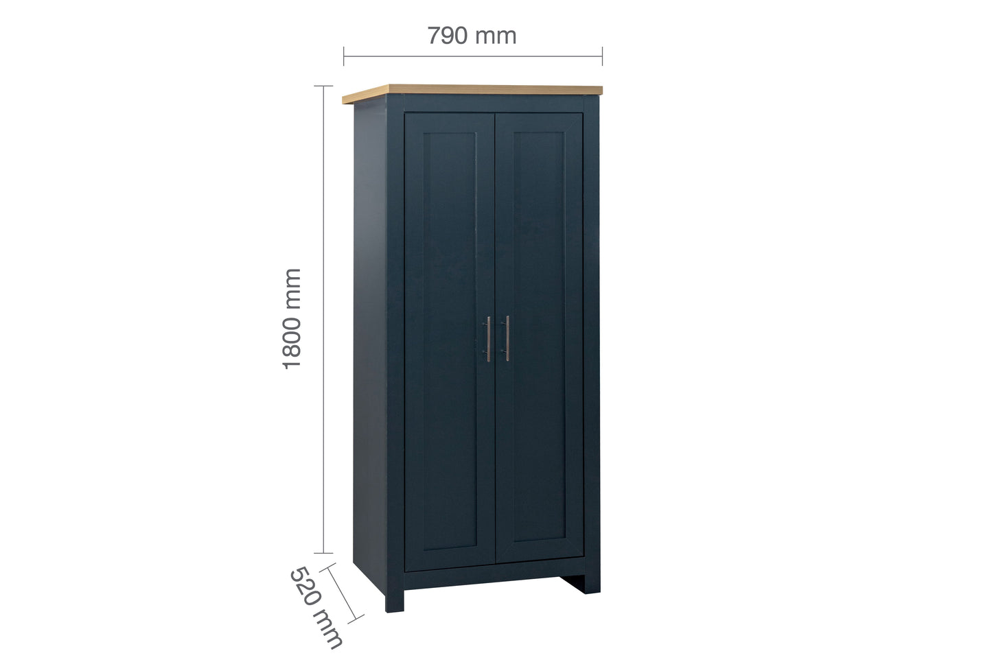 Highgate 2-Door Wardrobe - Navy Blue & Oak Finish