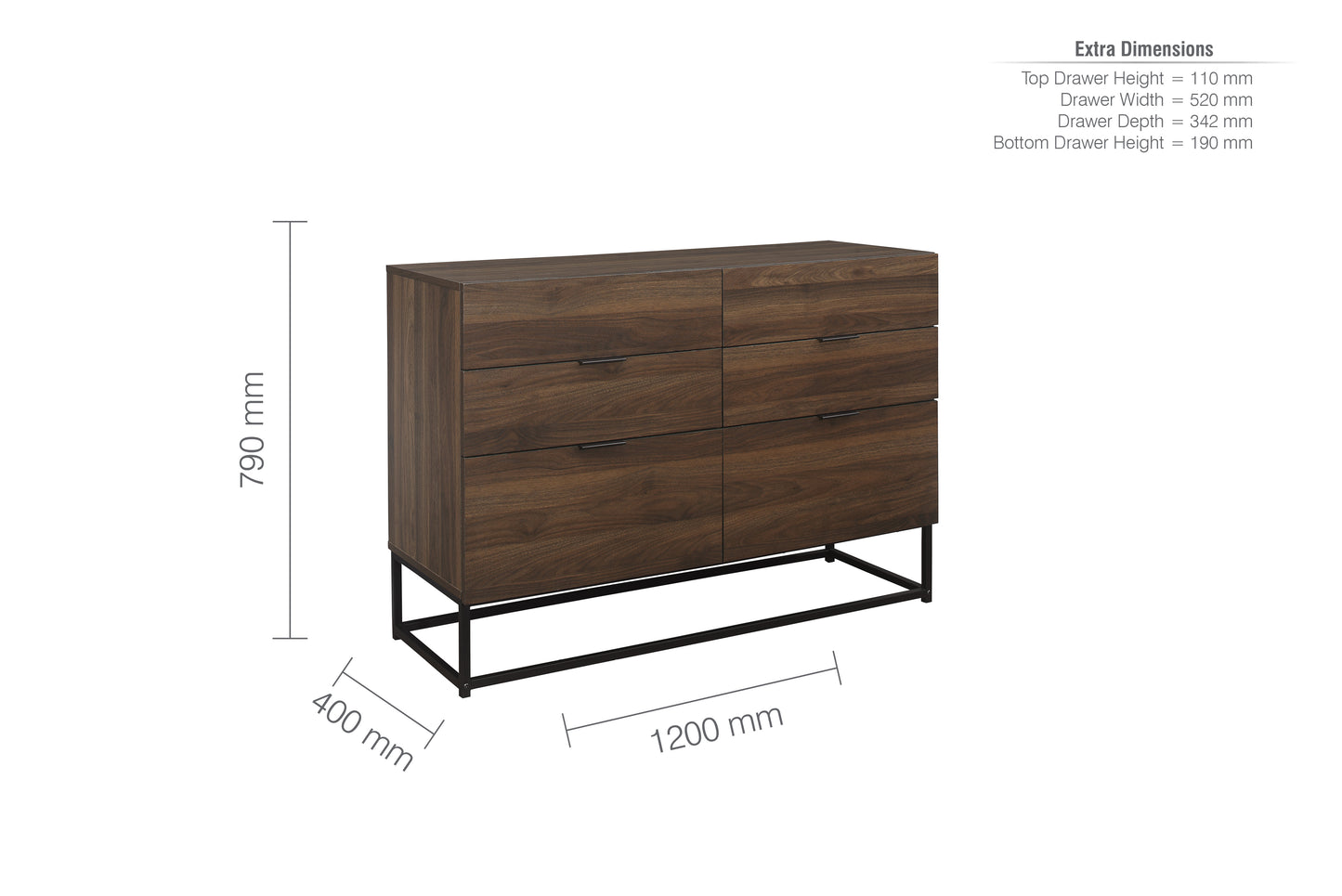 Houston 6-Drawer Chest - Walnut Finish