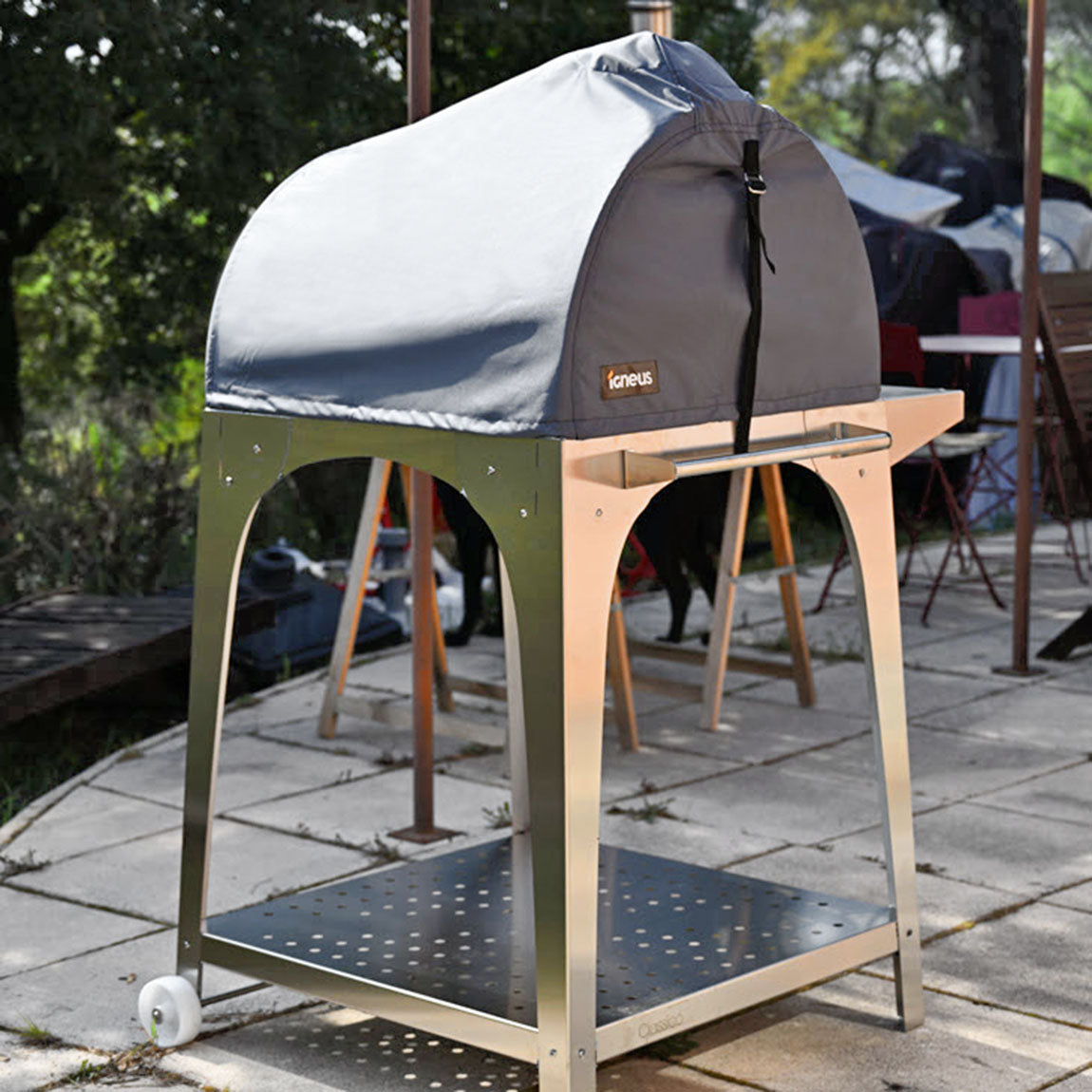 Igneus Pizza Oven Stand: Premium Stainless Steel Support with Mobility and Storage