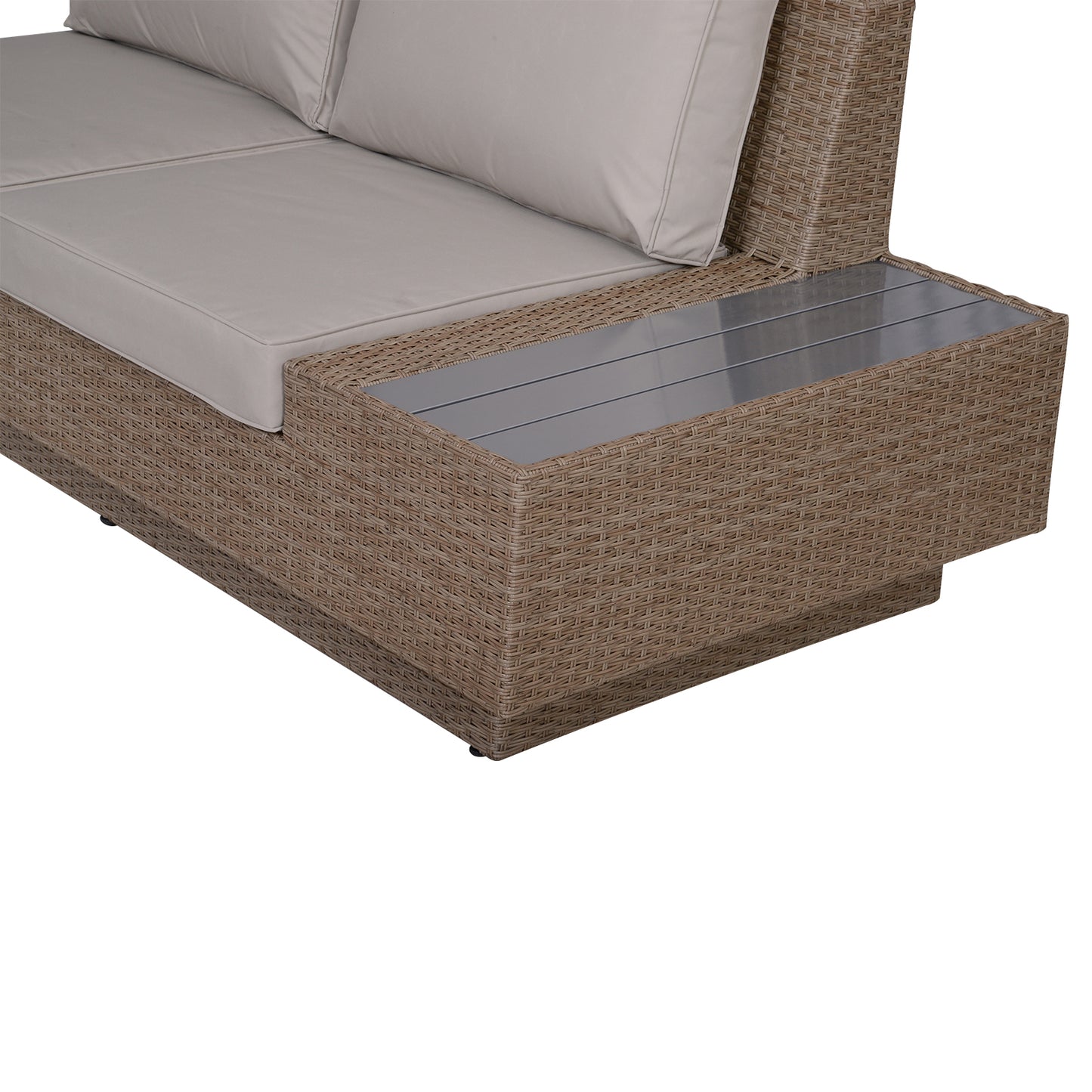 Outsunny 4-Piece Outdoor Rattan Corner Sofa Set: with Coffee Table in Brown and Beige