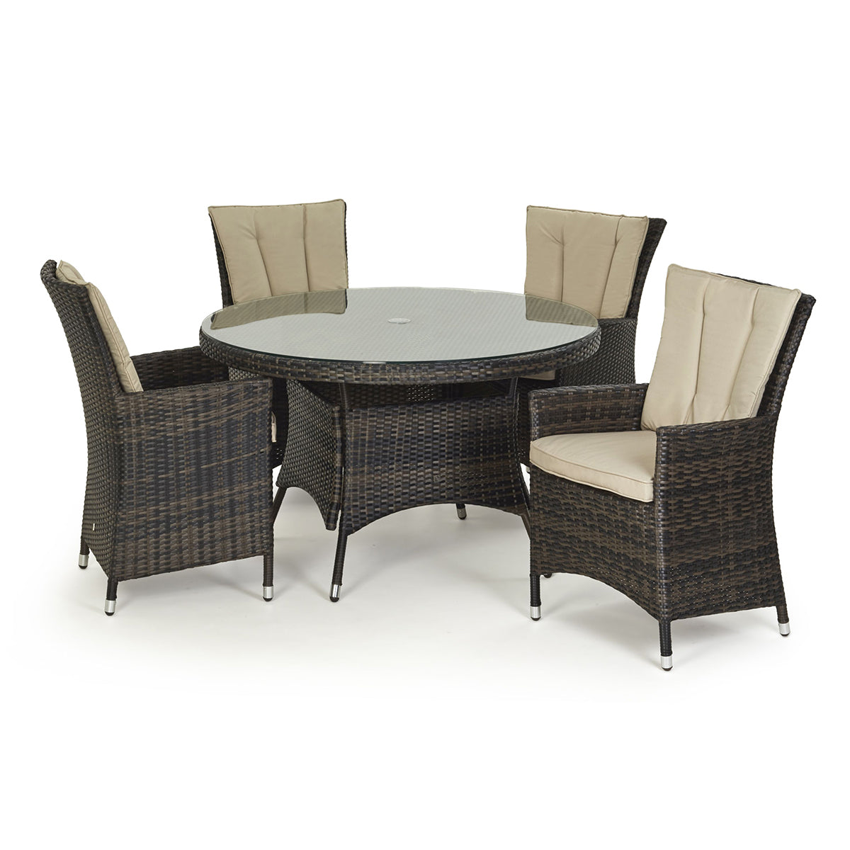 LA 4 Seat Round Dining Set in Brown