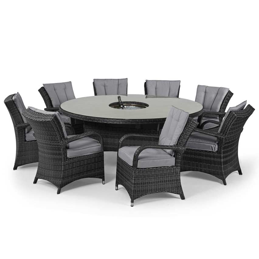 Texas 8 Seat Round Ice Bucket Dining Set with Lazy Susan in Grey