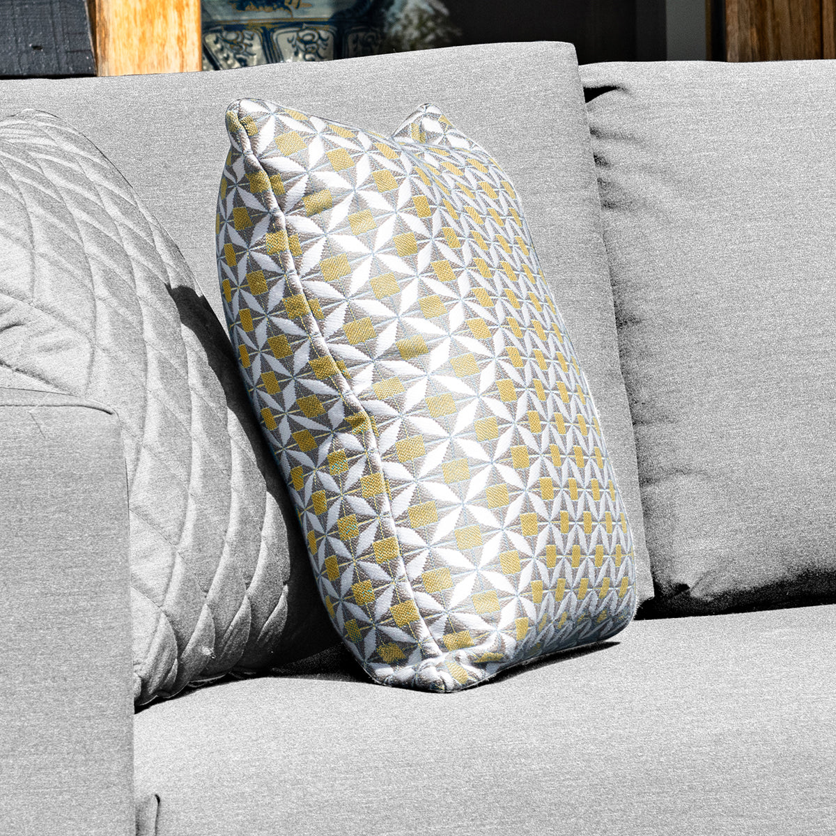 Fabric Scatter Cushion 43x43cm (Pack of 2) in Mosaic Yellow