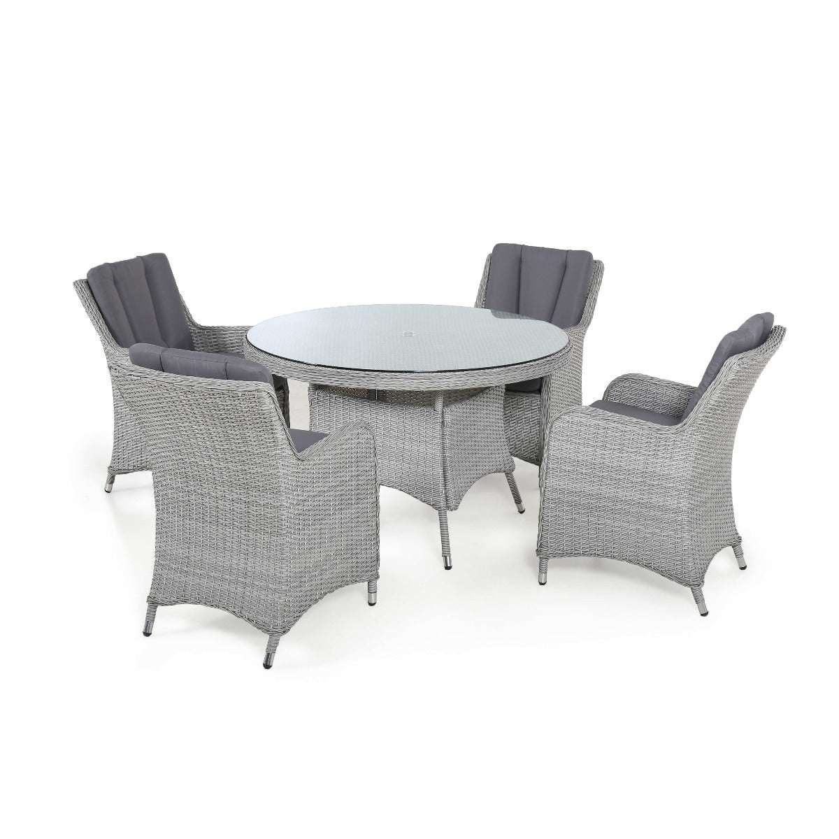 Ascot 4 Seat Round Dining Set in Grey