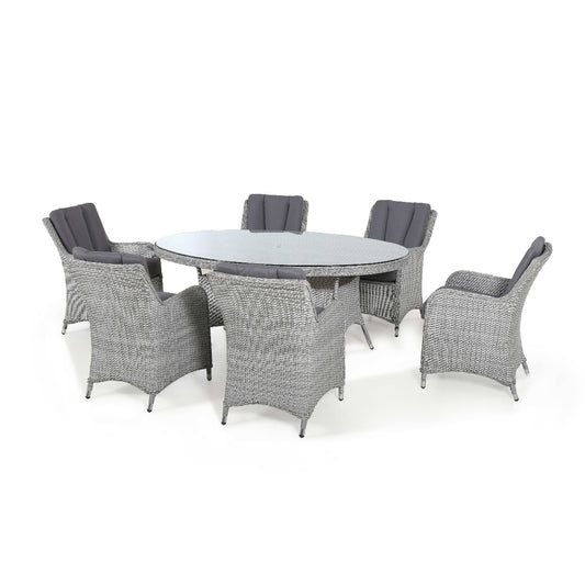 Ascot 6 Seat Oval Dining Set in Grey