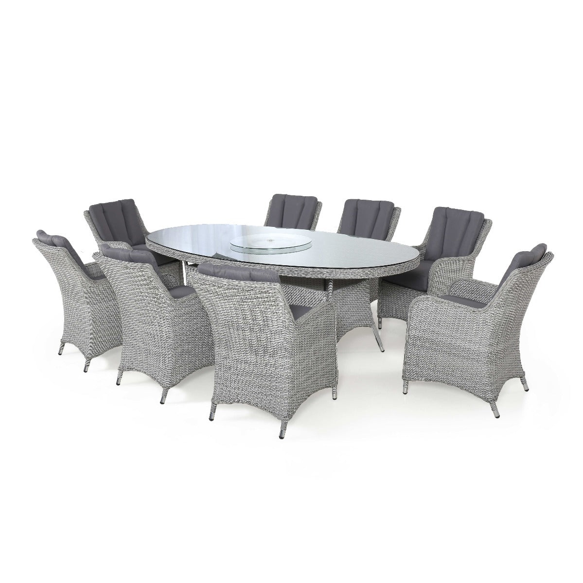 Ascot 8 Seat Oval Dining Set in Grey