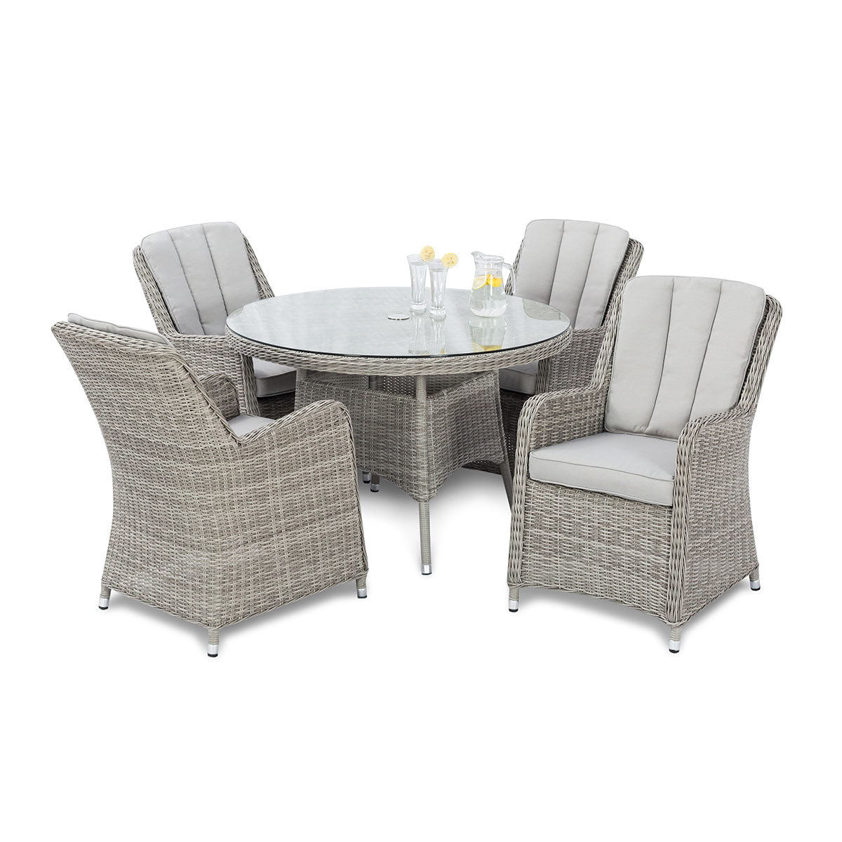 Oxford 4 Seat Round Dining Set with Venice Chairs in Light Grey