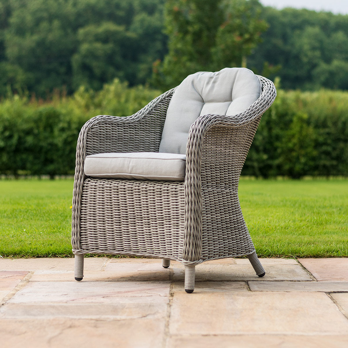 Oxford 6 Seat Round Ice Bucket Dining Set with Heritage Chairs Lazy Susan in Light Grey