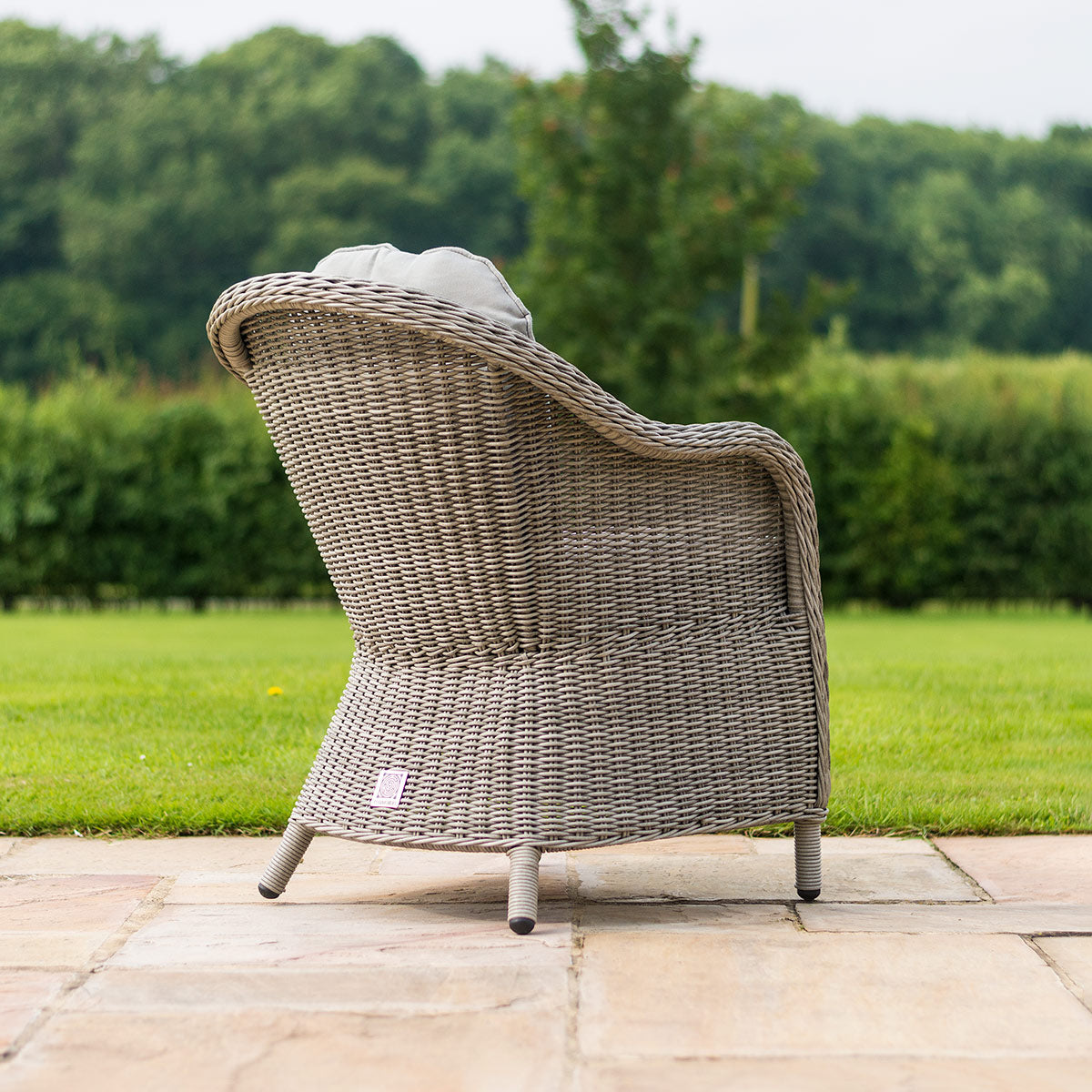 Oxford 6 Seat Round Ice Bucket Dining Set with Heritage Chairs Lazy Susan in Light Grey