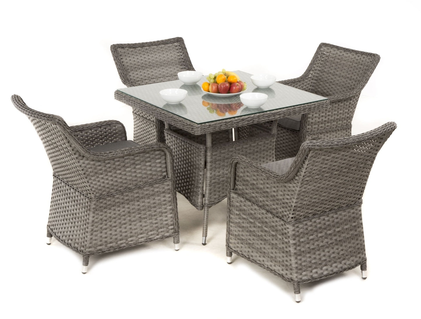 Victoria 4 Seat Square Dining Set with Square Chairs in Grey