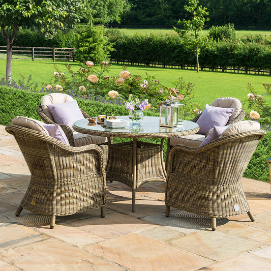 Winchester 4 Seat Round Dining Set with Heritage Chairs in Natural