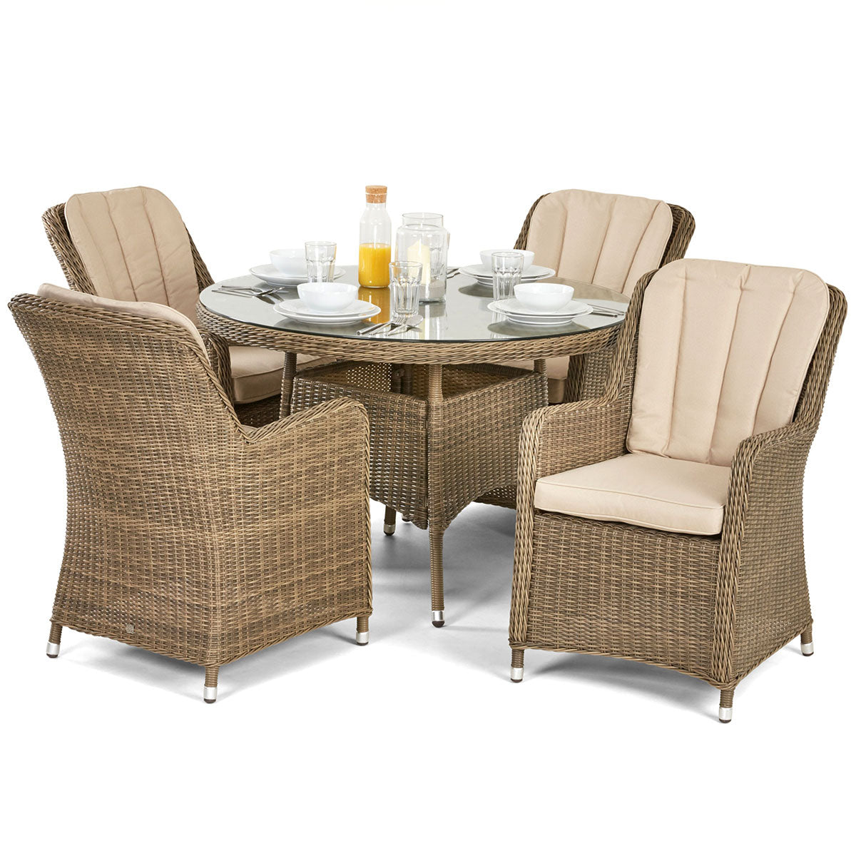 Winchester 4 Seat Round Dining Set with Venice Chairs in Natural