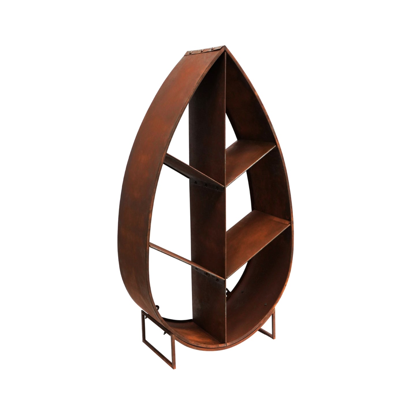 Leaf on Stand Sculptural Log Storage Natural Rust H124cm W70cm