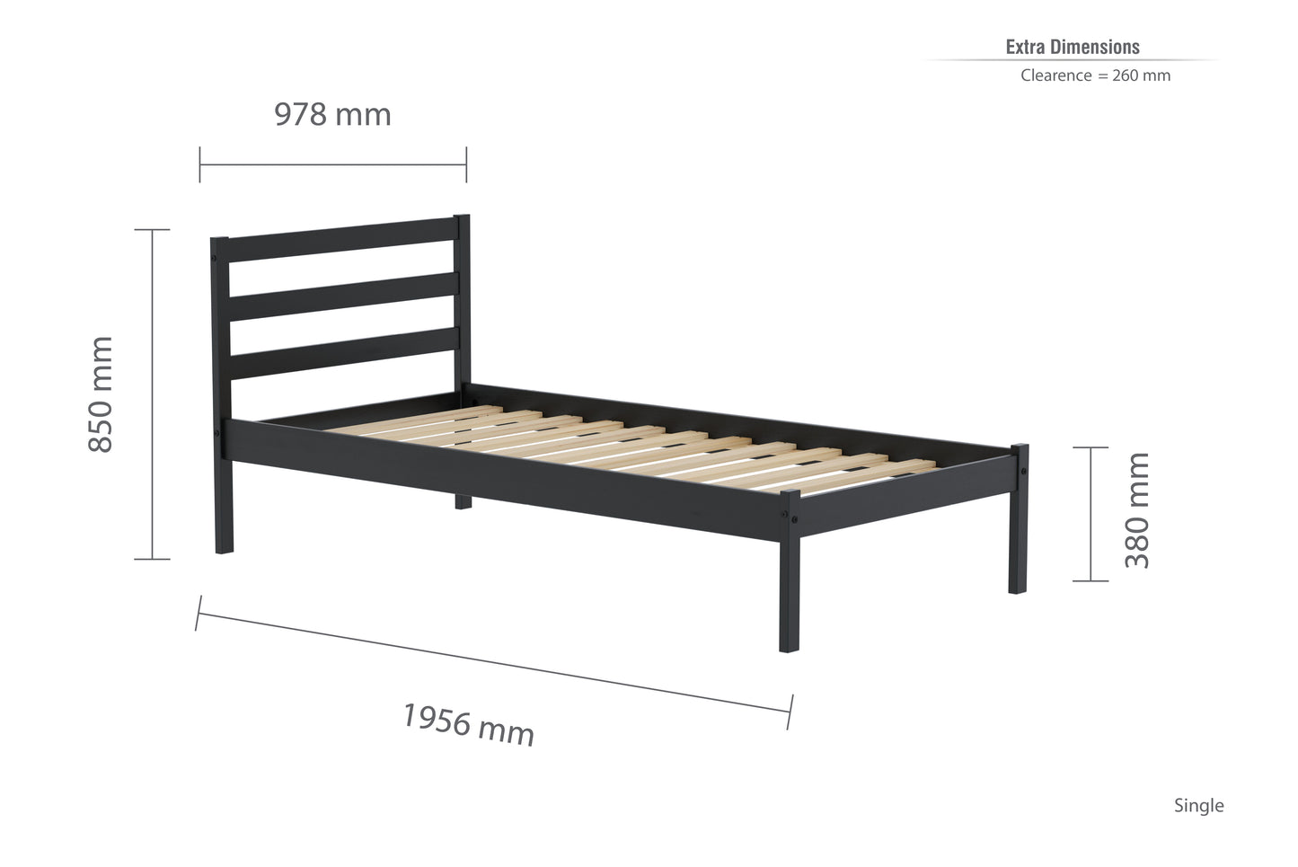 Luka Black Single Bed Frame - Minimalist Elegance for Contemporary Interiors